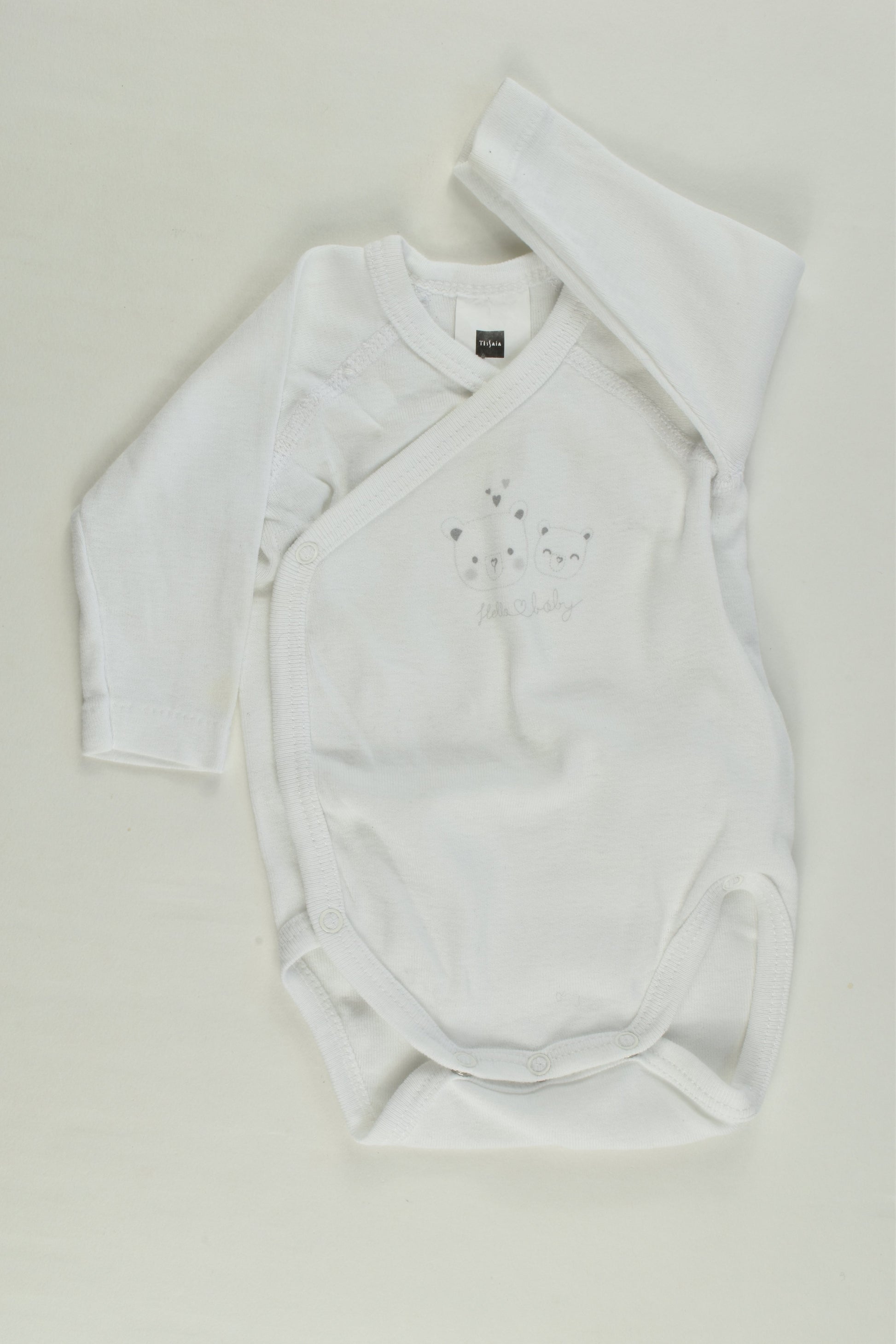 Tissaia Size 0000 (1 month) 'Hello Baby' Wrap Bodysuit
