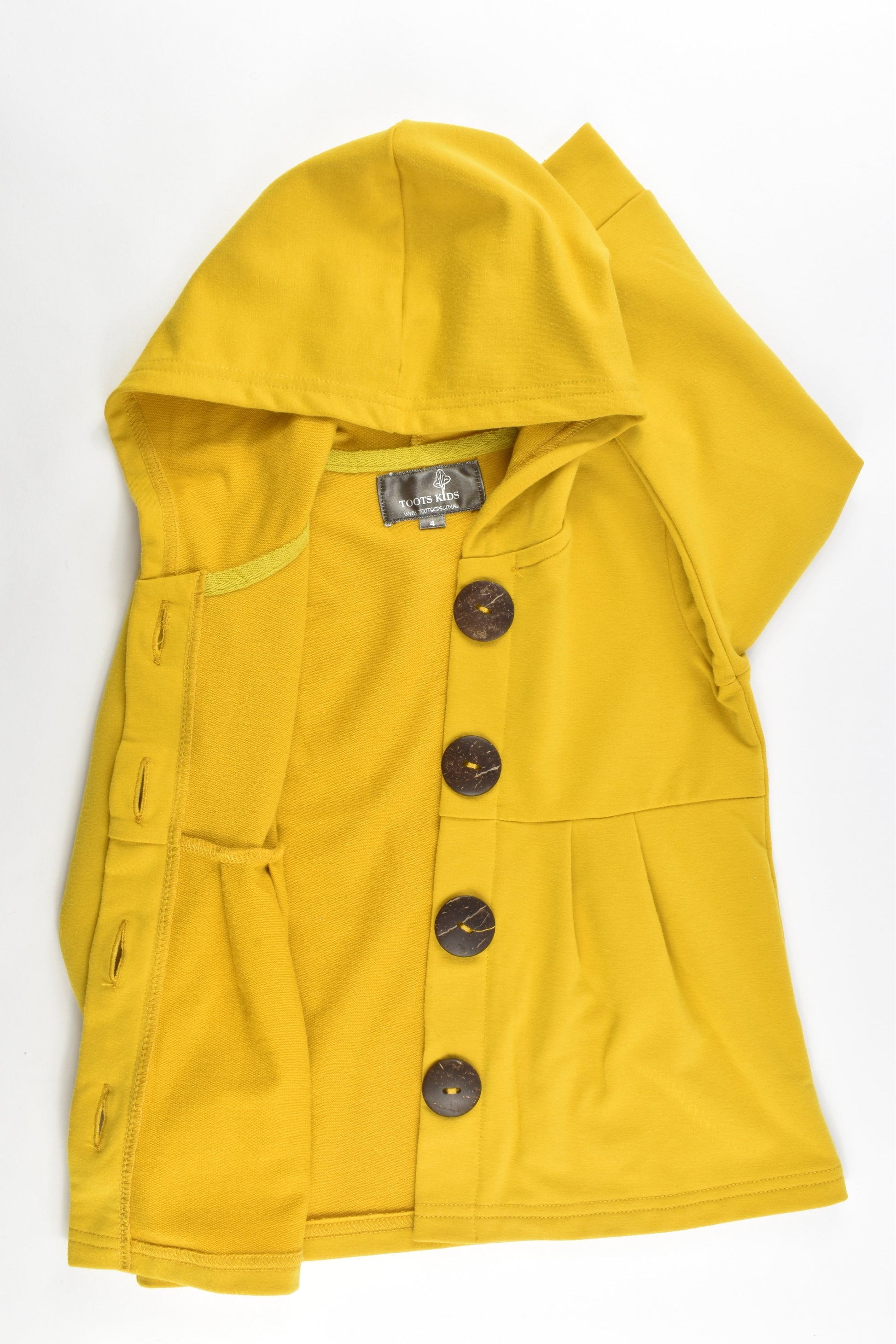 Toots Kids Australia Size 4 Mustard Button Hoodie