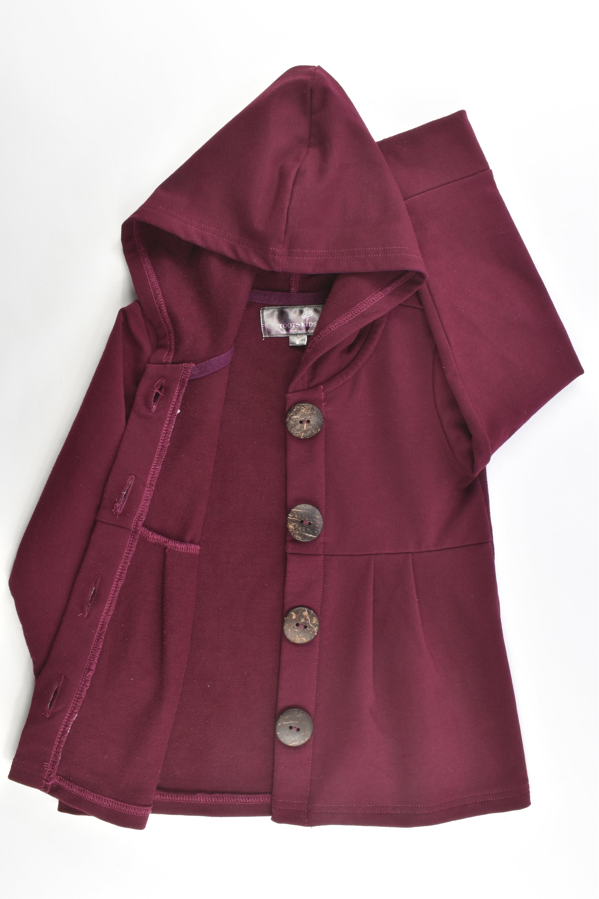 Toots Kids Australia Size 4 Wine Button Hoodie