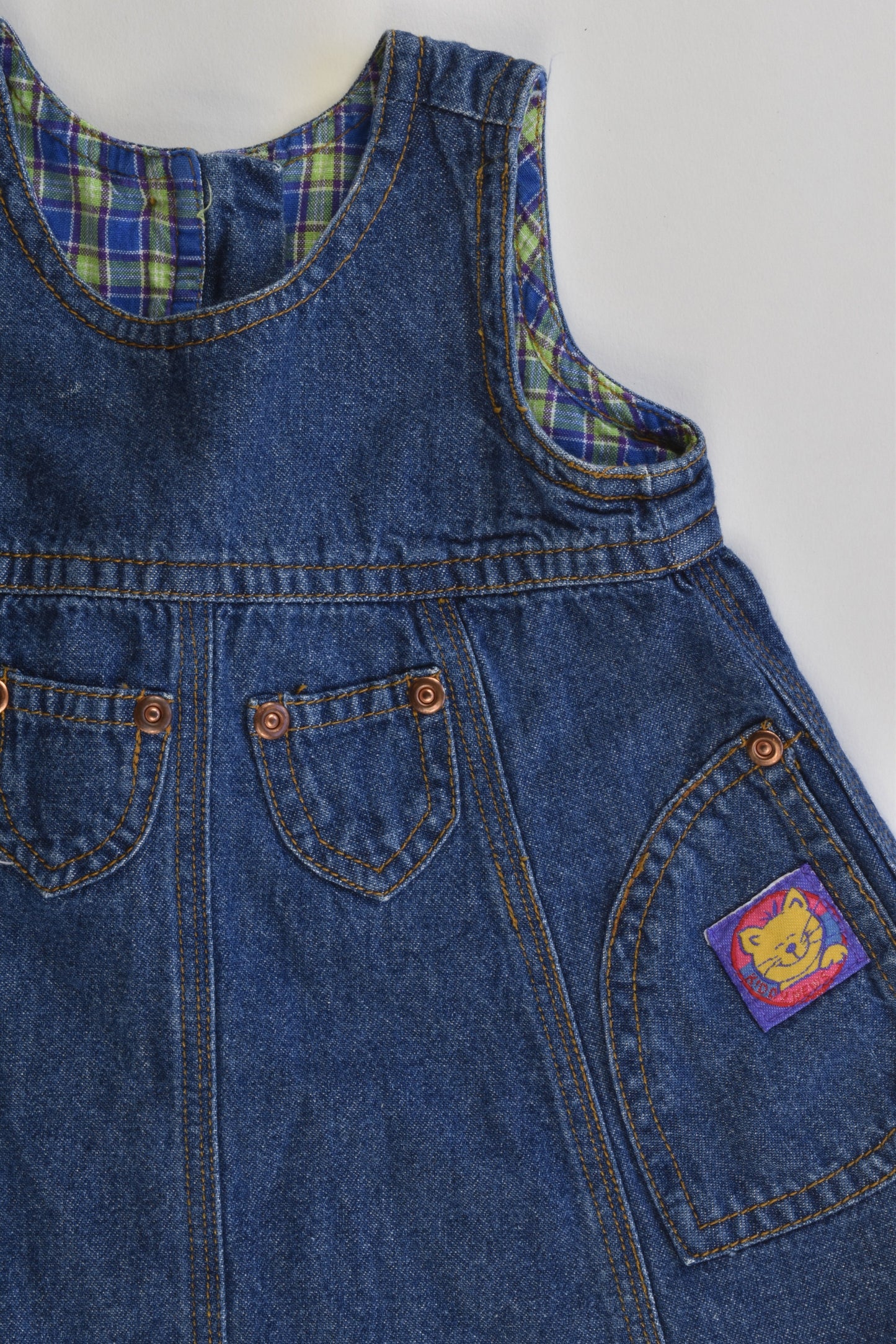 Topolino (Germany) Size 74 cm (0) Vintage Soft Denim Dress with Kitty Patch