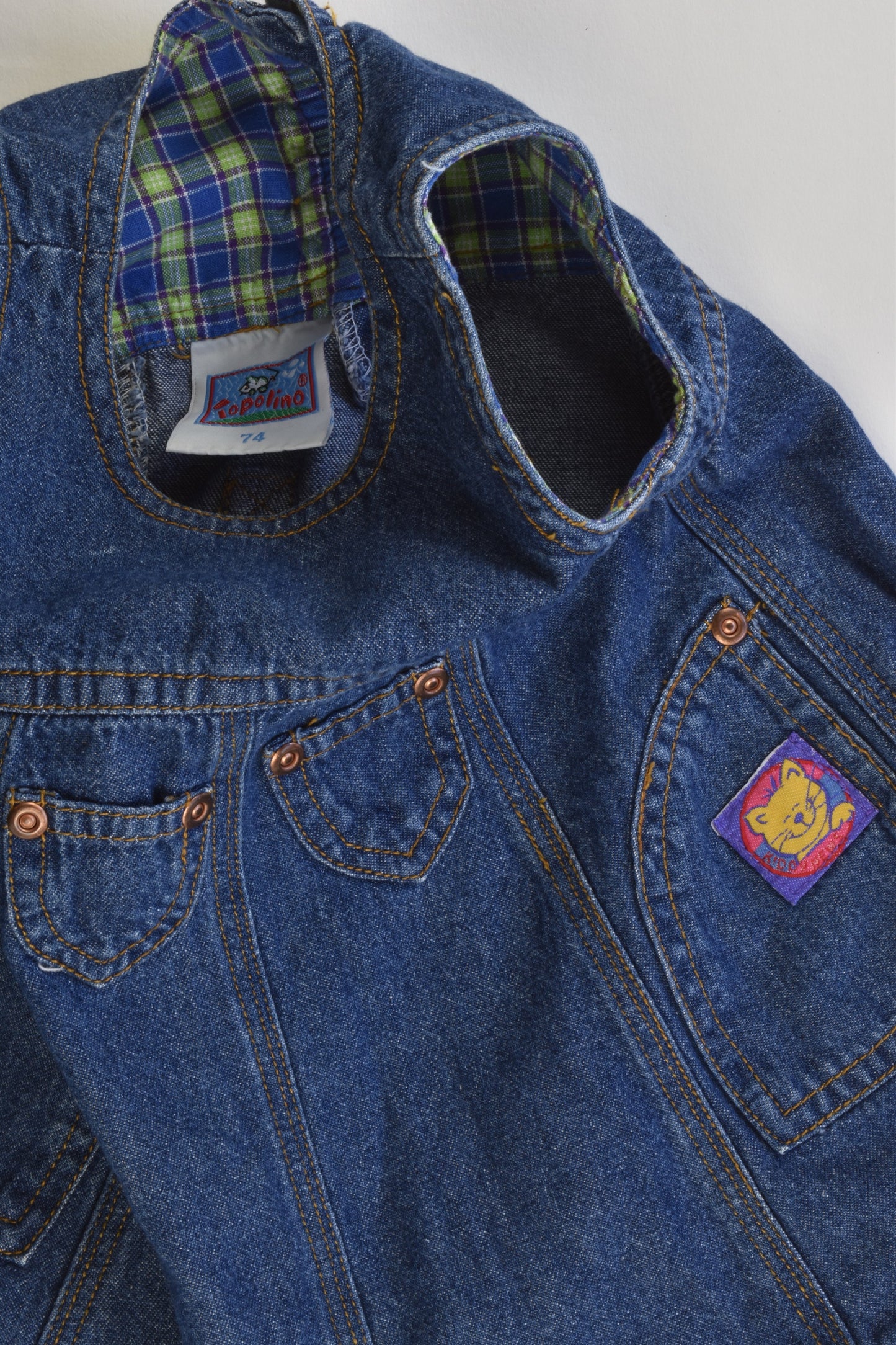 Topolino (Germany) Size 74 cm (0) Vintage Soft Denim Dress with Kitty Patch