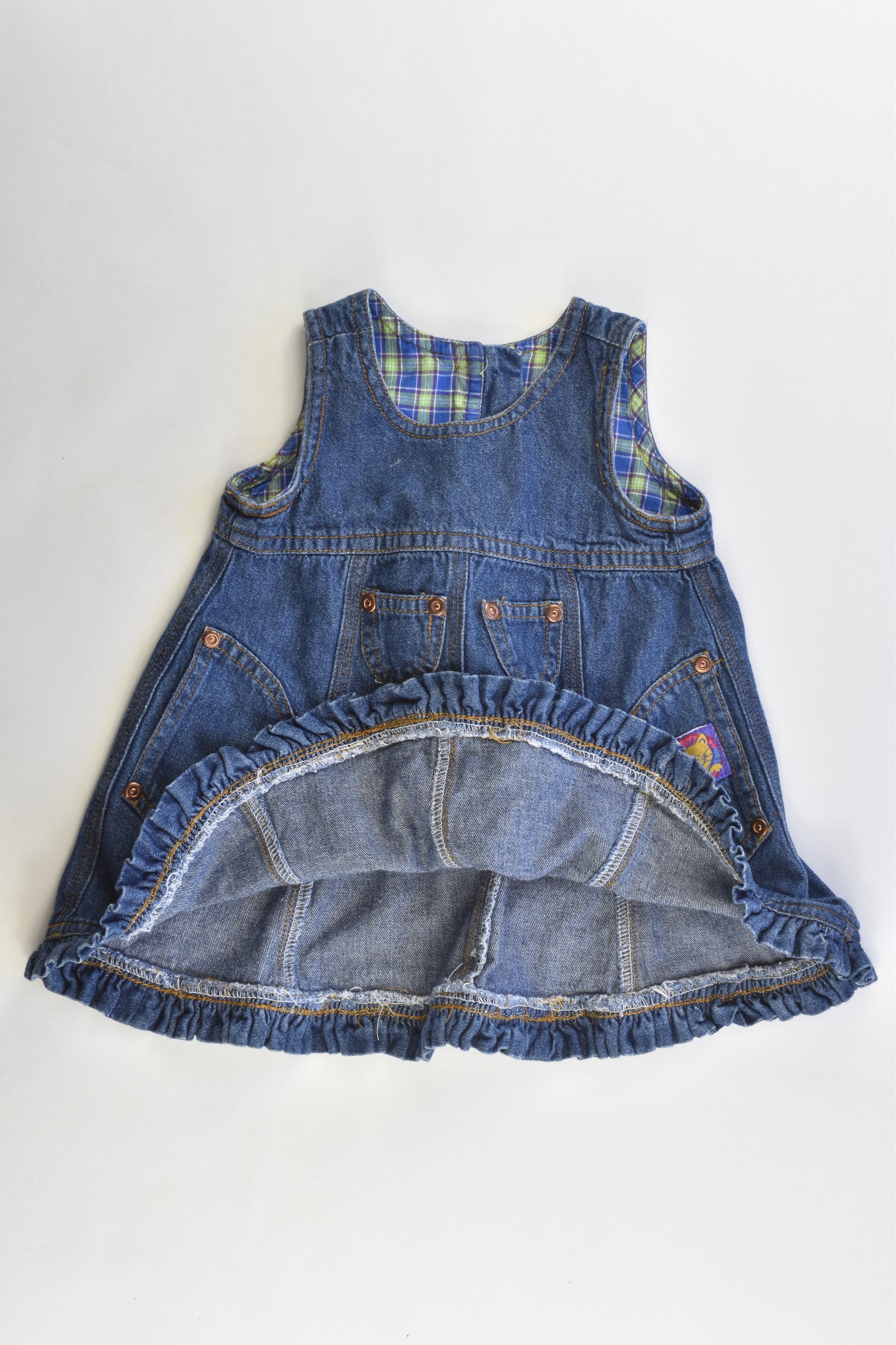 Topolino (Germany) Size 74 cm (0) Vintage Soft Denim Dress with Kitty Patch