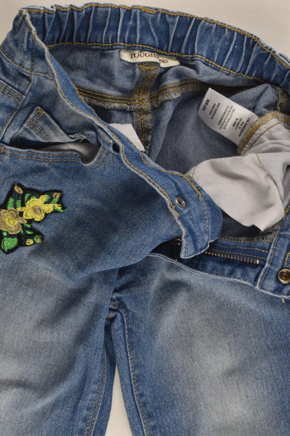 Toughskins Size 5/6 Stretchy Denim Pants with Floral Detail