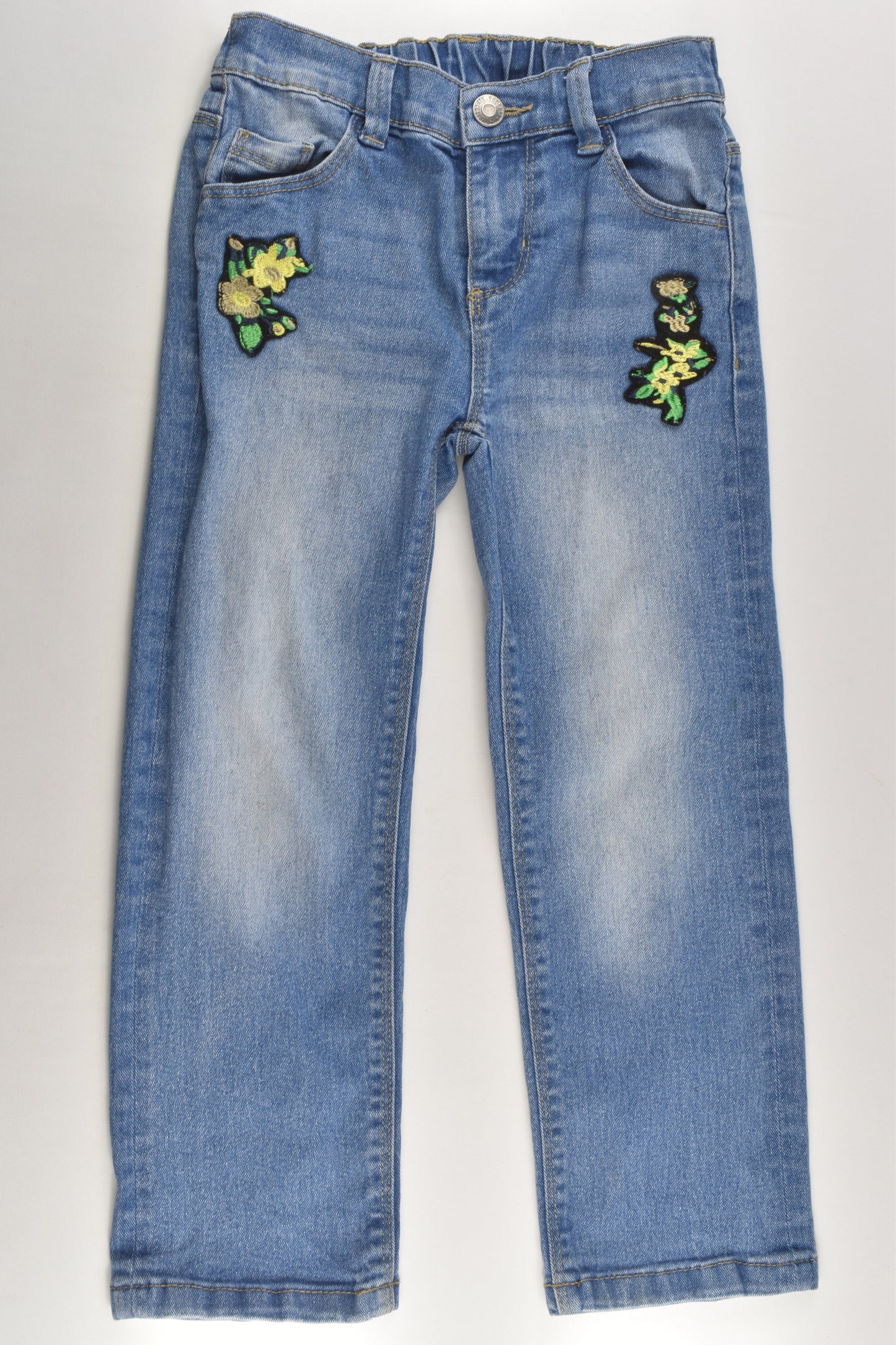 Toughskins Size 5/6 Stretchy Denim Pants with Floral Detail