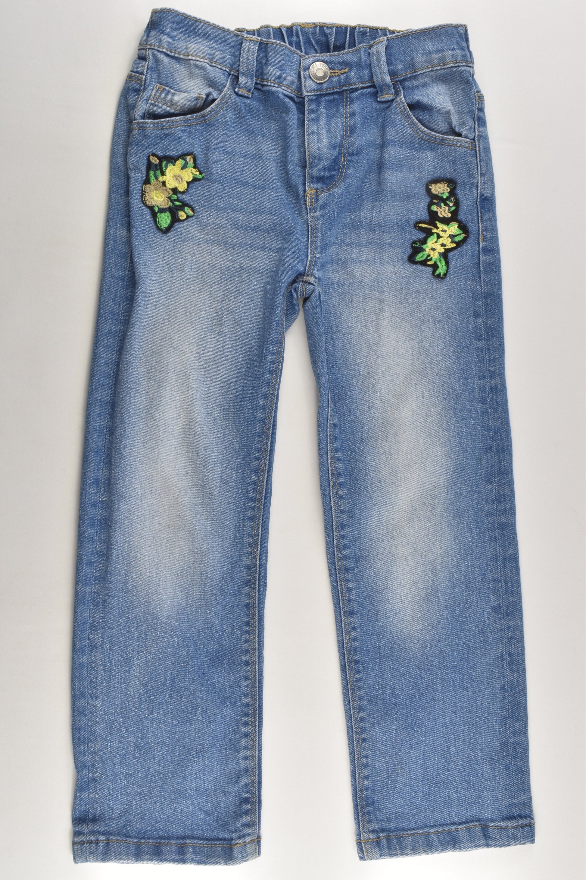 Toughskins Size 5/6 Stretchy Denim Pants with Floral Detail