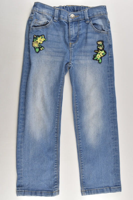 Toughskins Size 5/6 Stretchy Denim Pants with Floral Detail