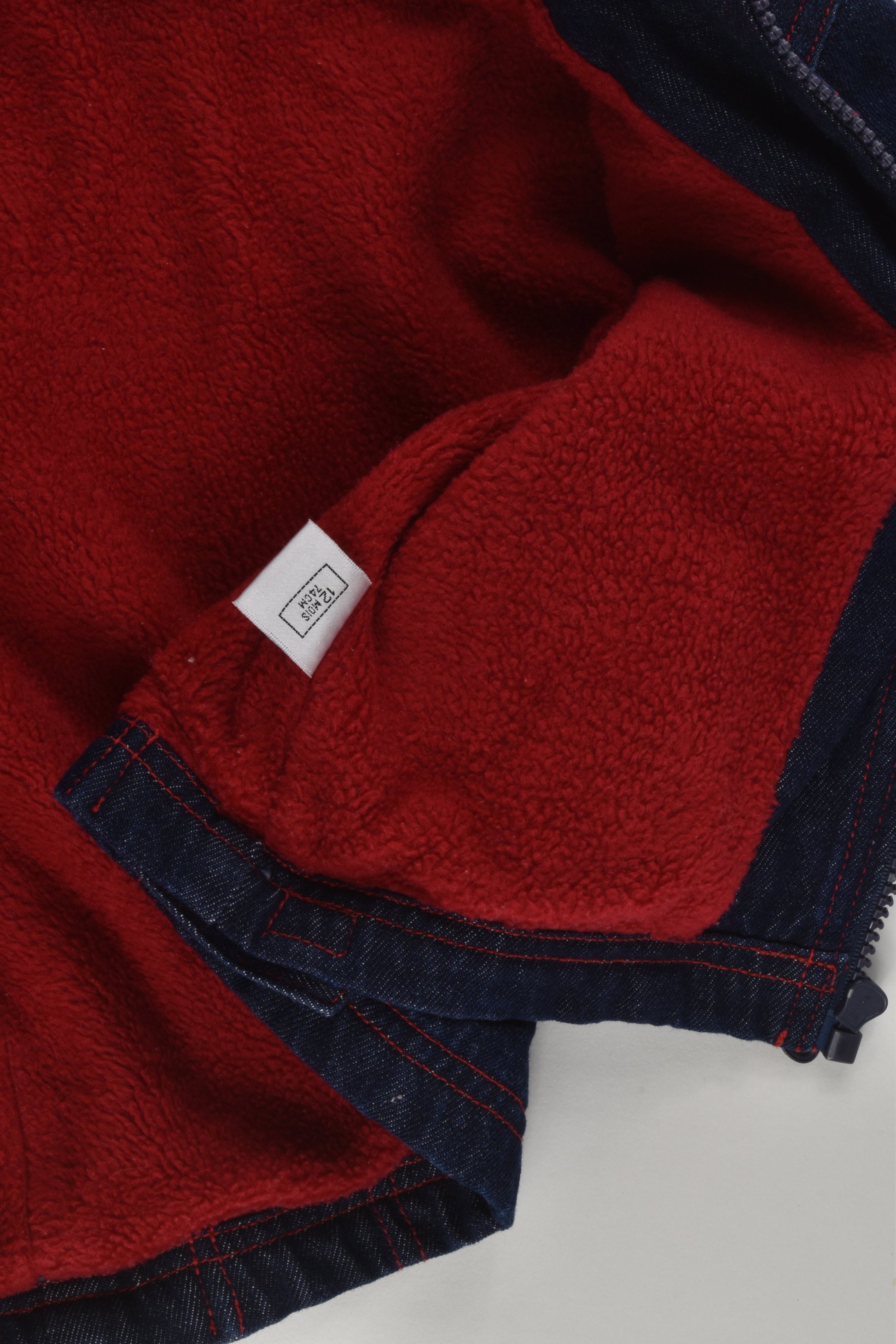 Tout Simplement Size 0 (12 months, 74 cm) Fleece Lined Hooded Denim Jacket