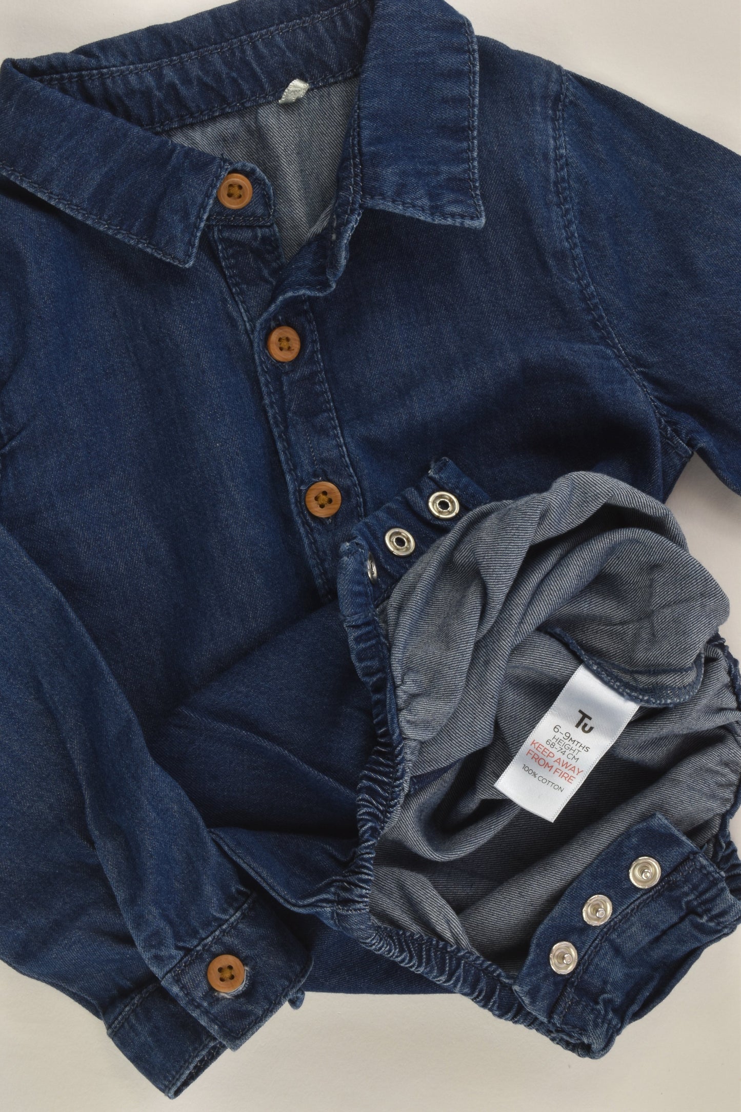 TU Size 0 (6-9 months) Lightweight Denim Bodysuit
