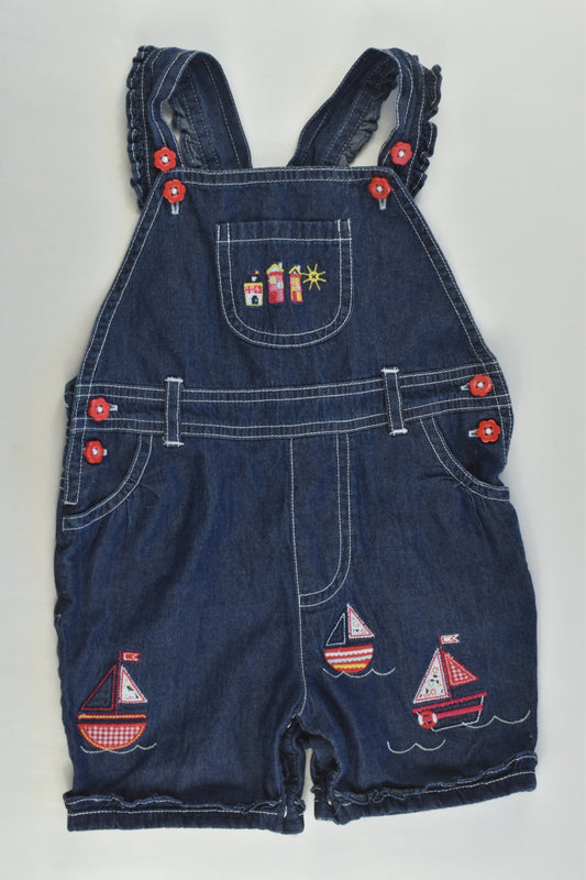 TU Size 0 (6-9 months) Nautical Lightweight Denim Short Overalls