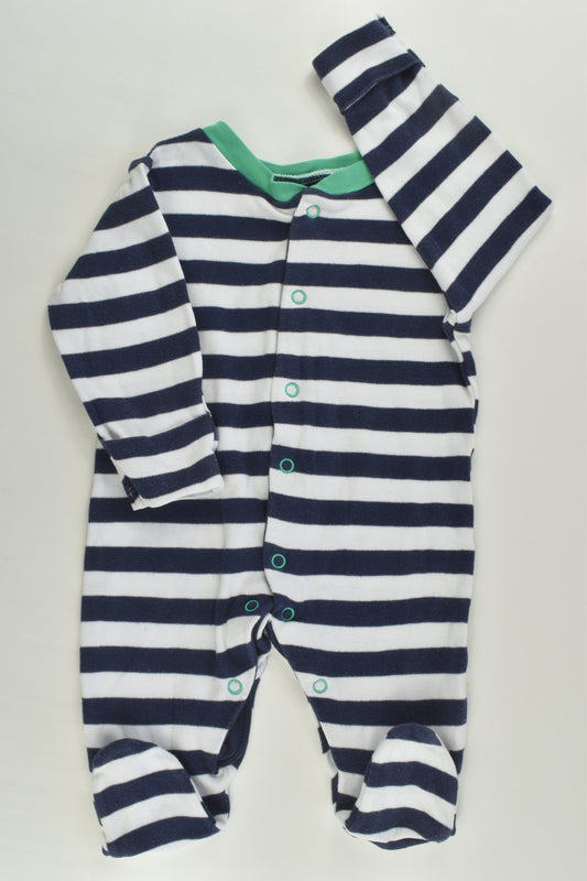 TU Size 000 (56-62 cm) Striped Footed Romper