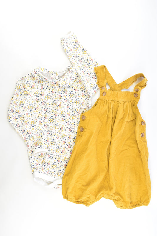 TU Size 18-24 months Cord Overalls and Floral Bodysuit