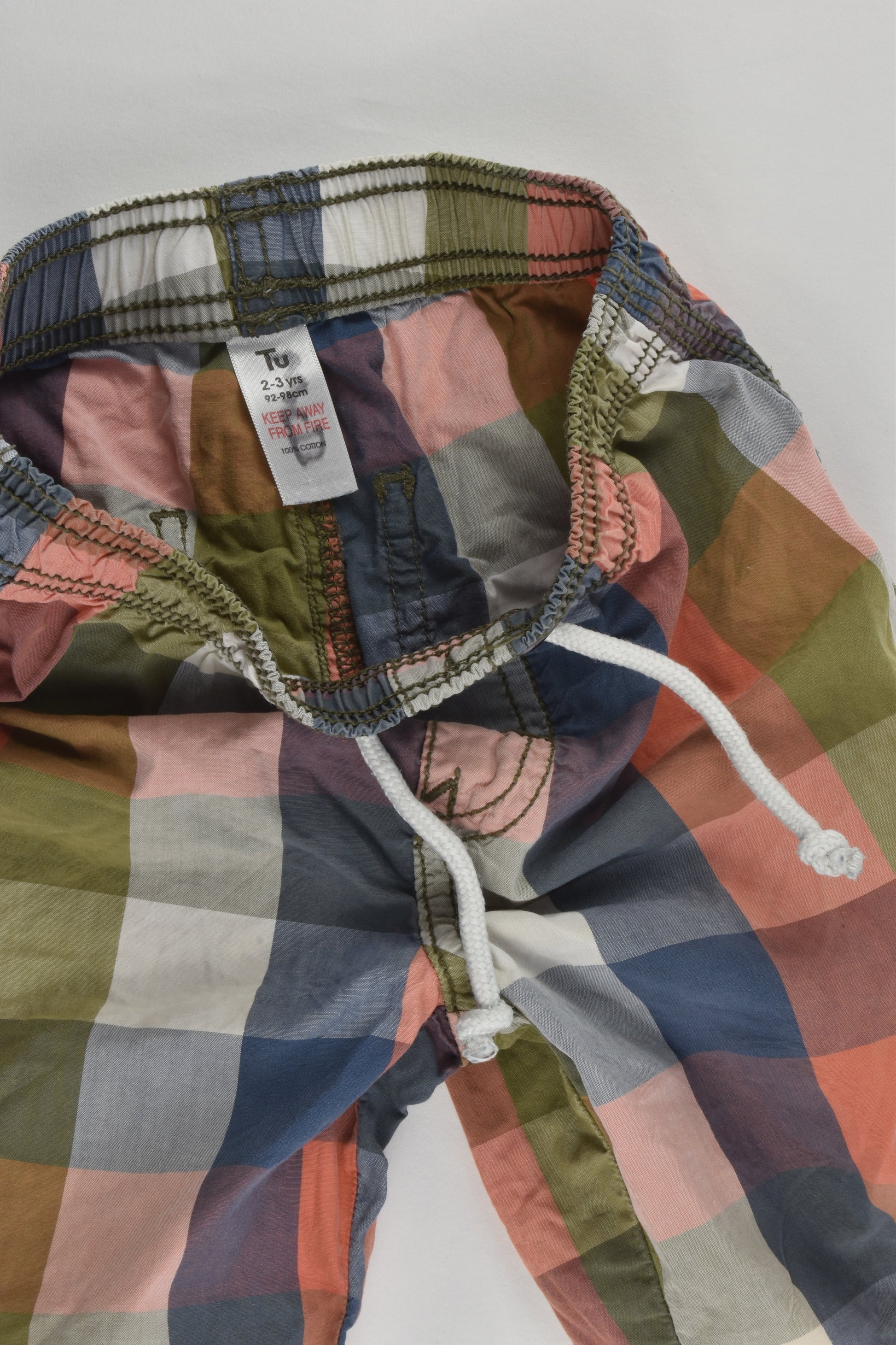 TU Size 2-3 (92-98 cm) Checked Lightweight Shorts
