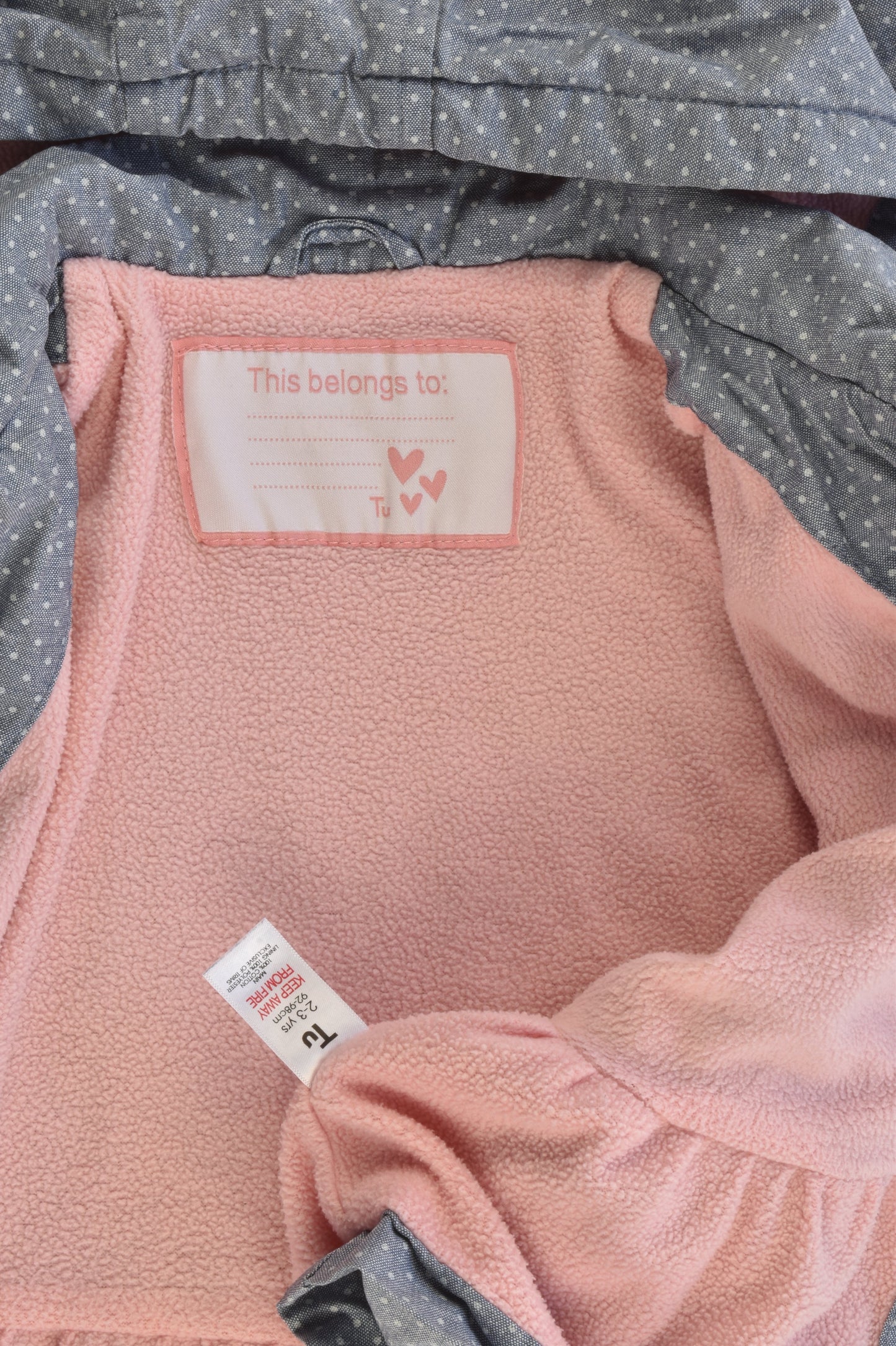 TU Size 2-3 (92-98 cm) Fleece Lined Raincoat