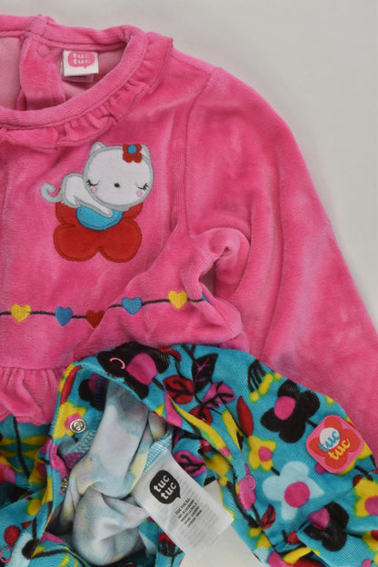Tuc Tuc Size 0 (71-74 cm, 9-12 months) Cats and Flowers Footed Velour Romper