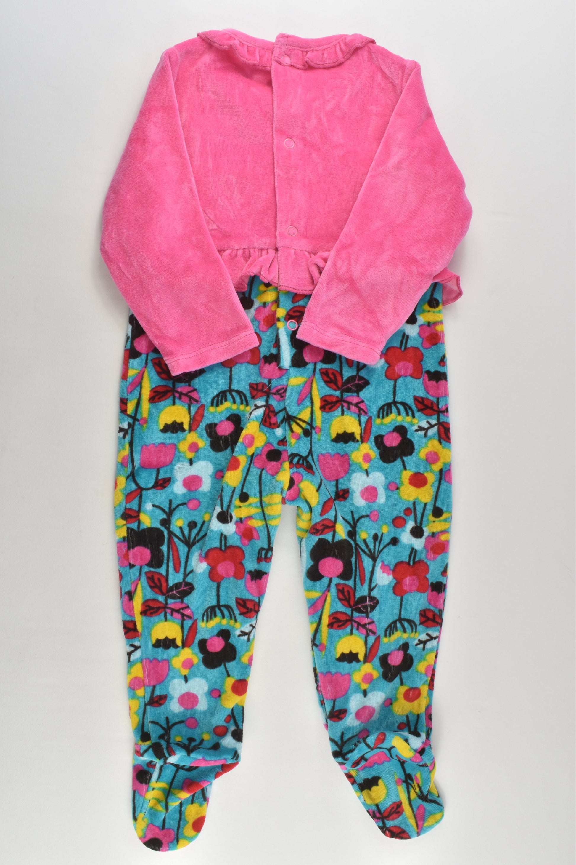 Tuc Tuc Size 0 (71-74 cm, 9-12 months) Cats and Flowers Footed Velour Romper