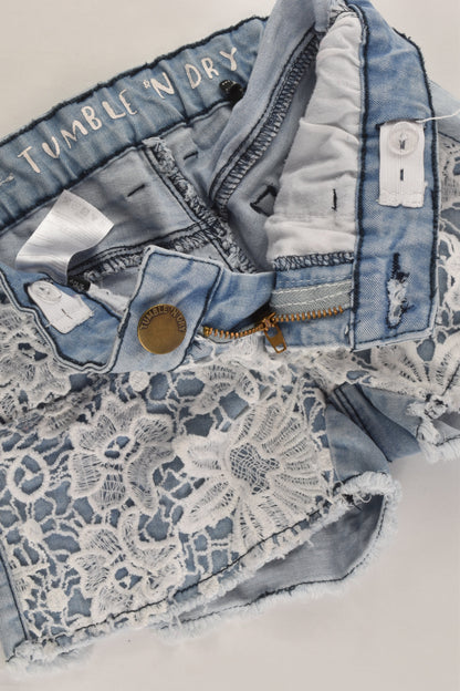 Tumble N' Dry Size 9/10 (140 cm) Stretchy Lace Denim Shorts