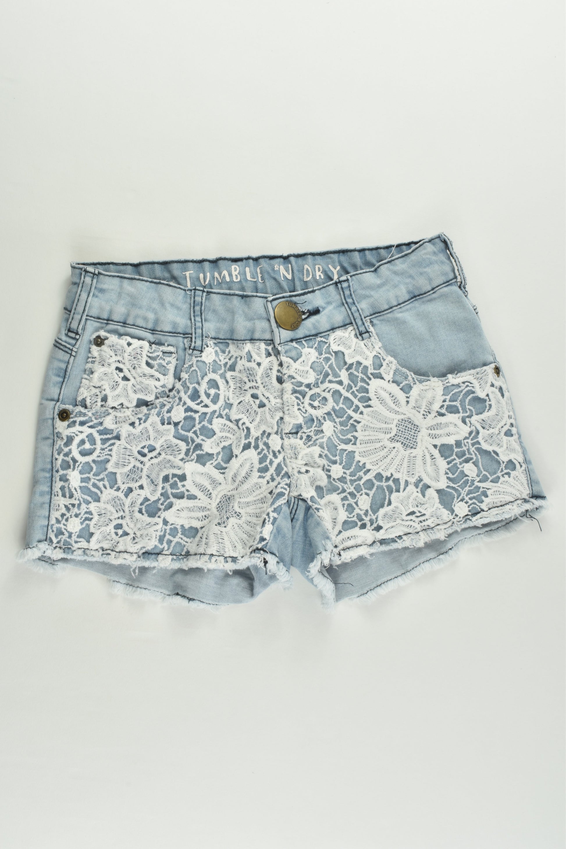 Tumble N' Dry Size 9/10 (140 cm) Stretchy Lace Denim Shorts