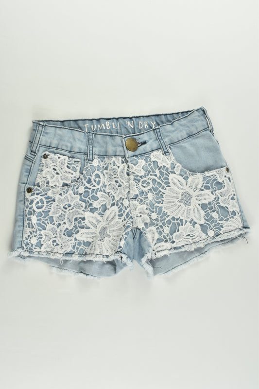Tumble N' Dry Size 9/10 (140 cm) Stretchy Lace Denim Shorts