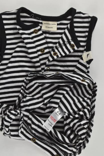 Turtledove London Size 000-00 (0-6 months) Organic Striped Short Playsuit