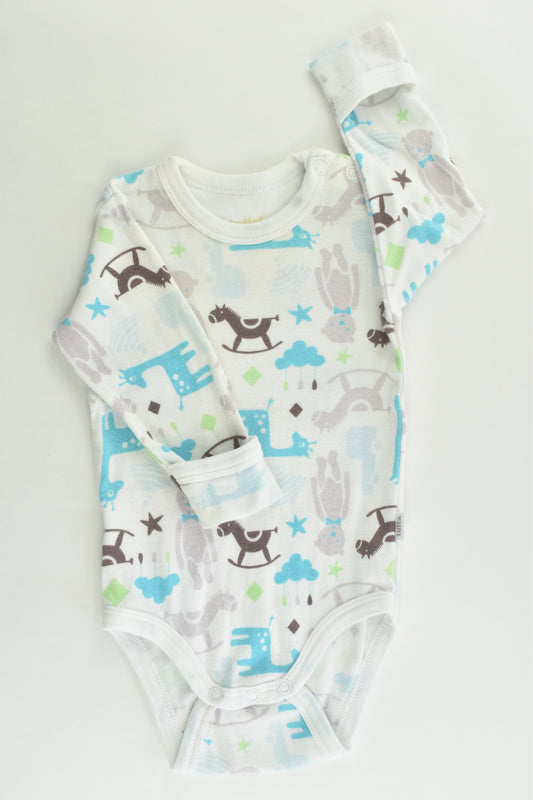 Tutta (Finland) Size 000 (56 cm) Rocking Horse and Teddy Blue Mix Bodysuit