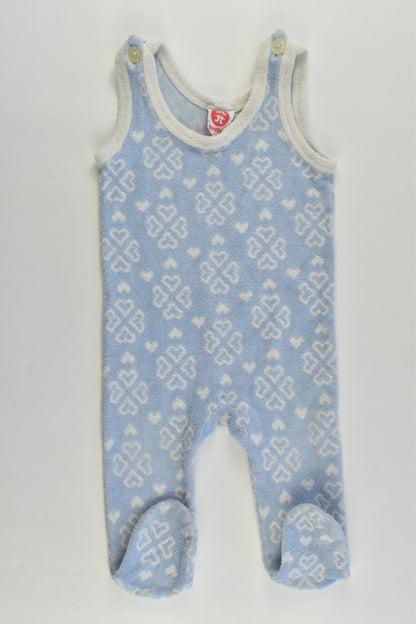 Tutta (Finland) Size 000 Vintage Love Hearts Footed Terry Overalls