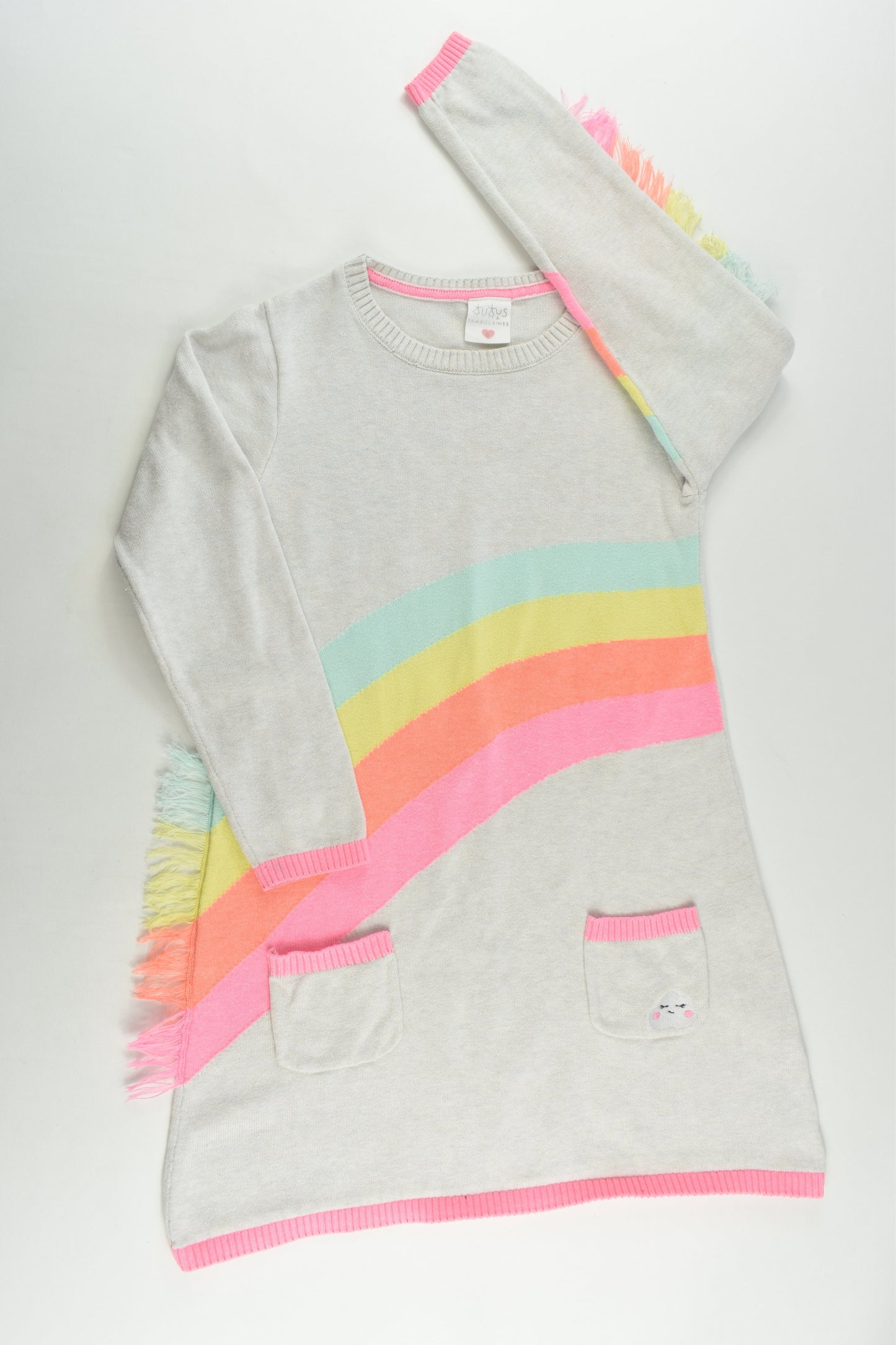 Tutus and Tambourines Size 6 Knitted Rainbow Dress