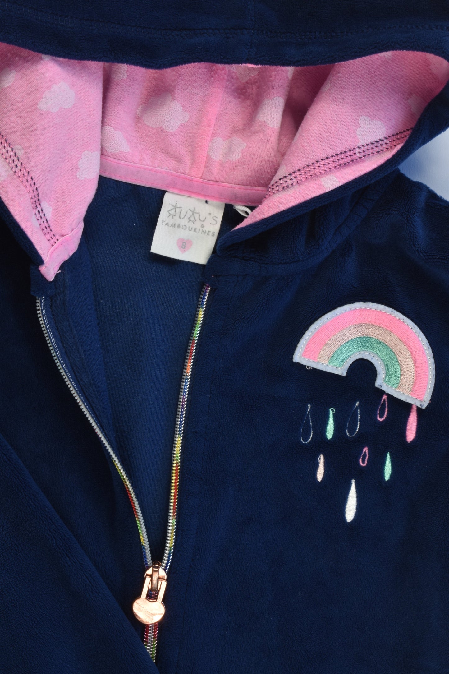 Tutus & Tambourines Size 8 Rainbow Hooded Velour Jumper