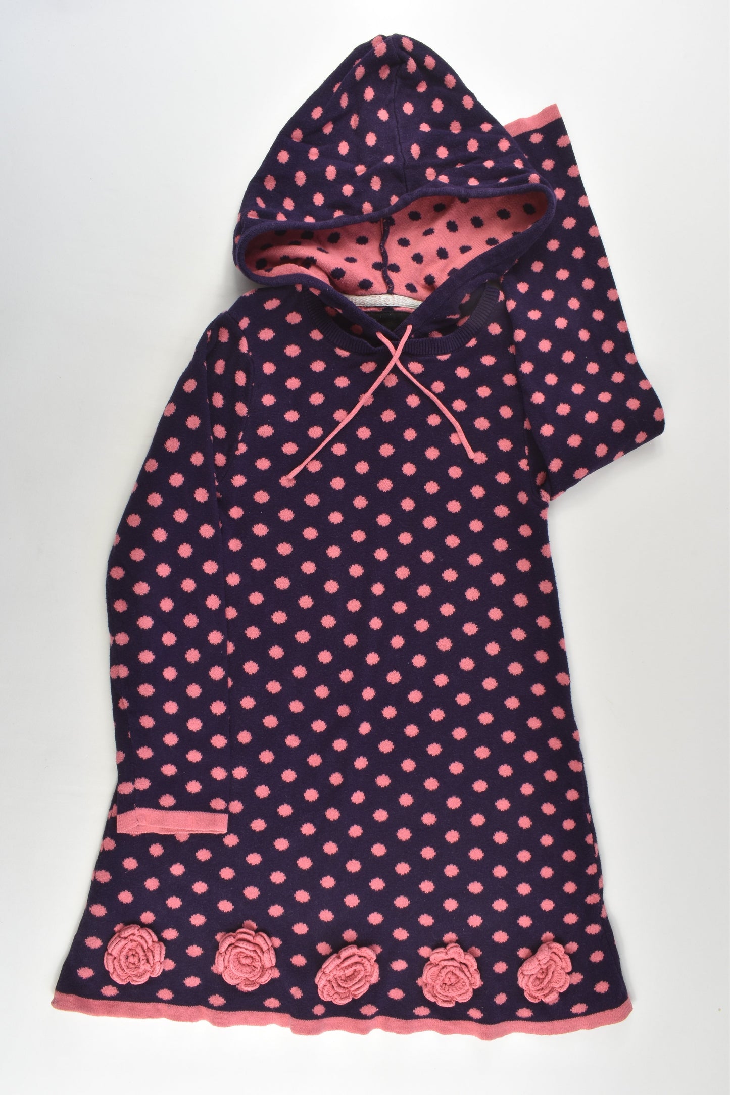 Two Belles Size 4 Knitted Hooded Dots Dress