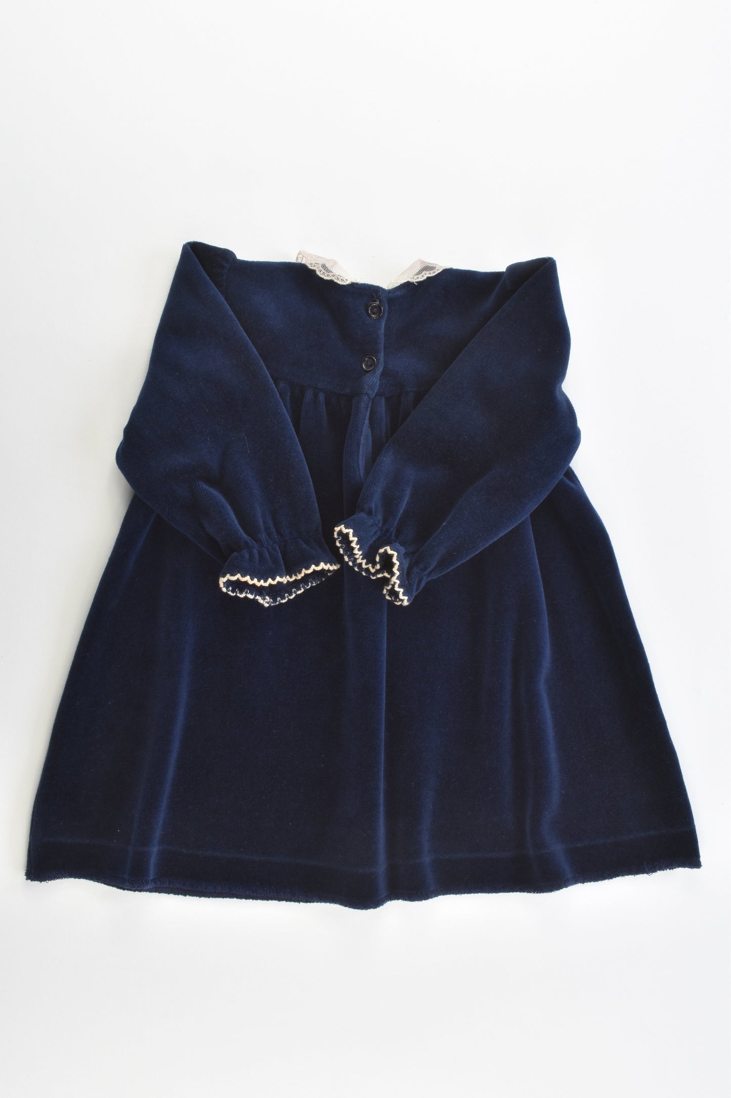 VINTAGE St Michael (UK) Size 0 (6-12 months) Collared Smocked Velour Dress