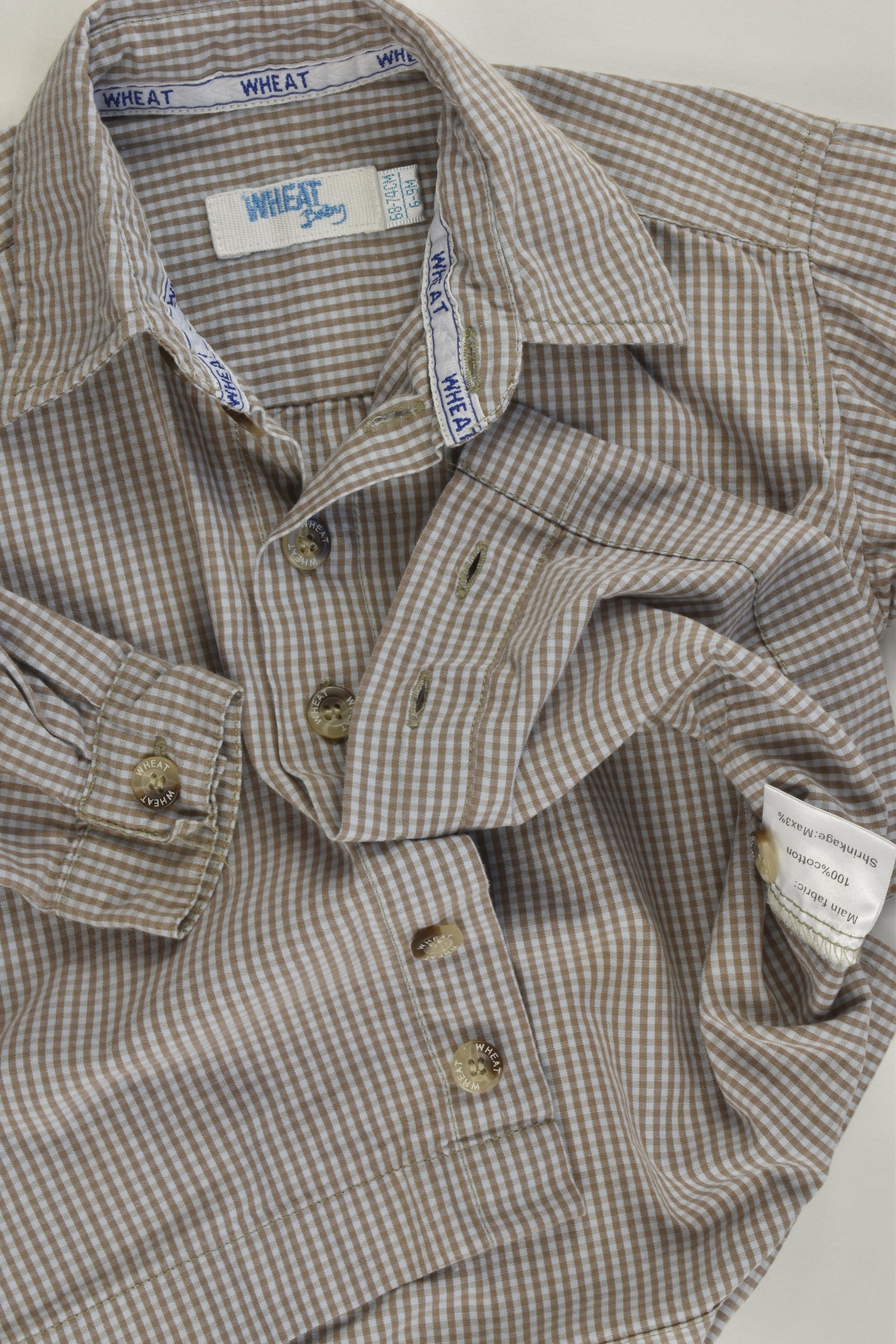 Wheat Baby (Denmark) Size 0 (6-9 months, 68-74 cm) Checked Shirt