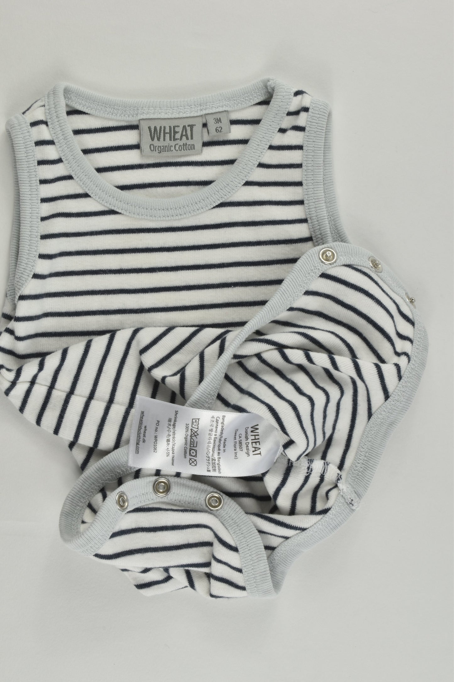 Wheat (Denmark) Size 000 (3 months) Striped Organic Cotton Bodysuit