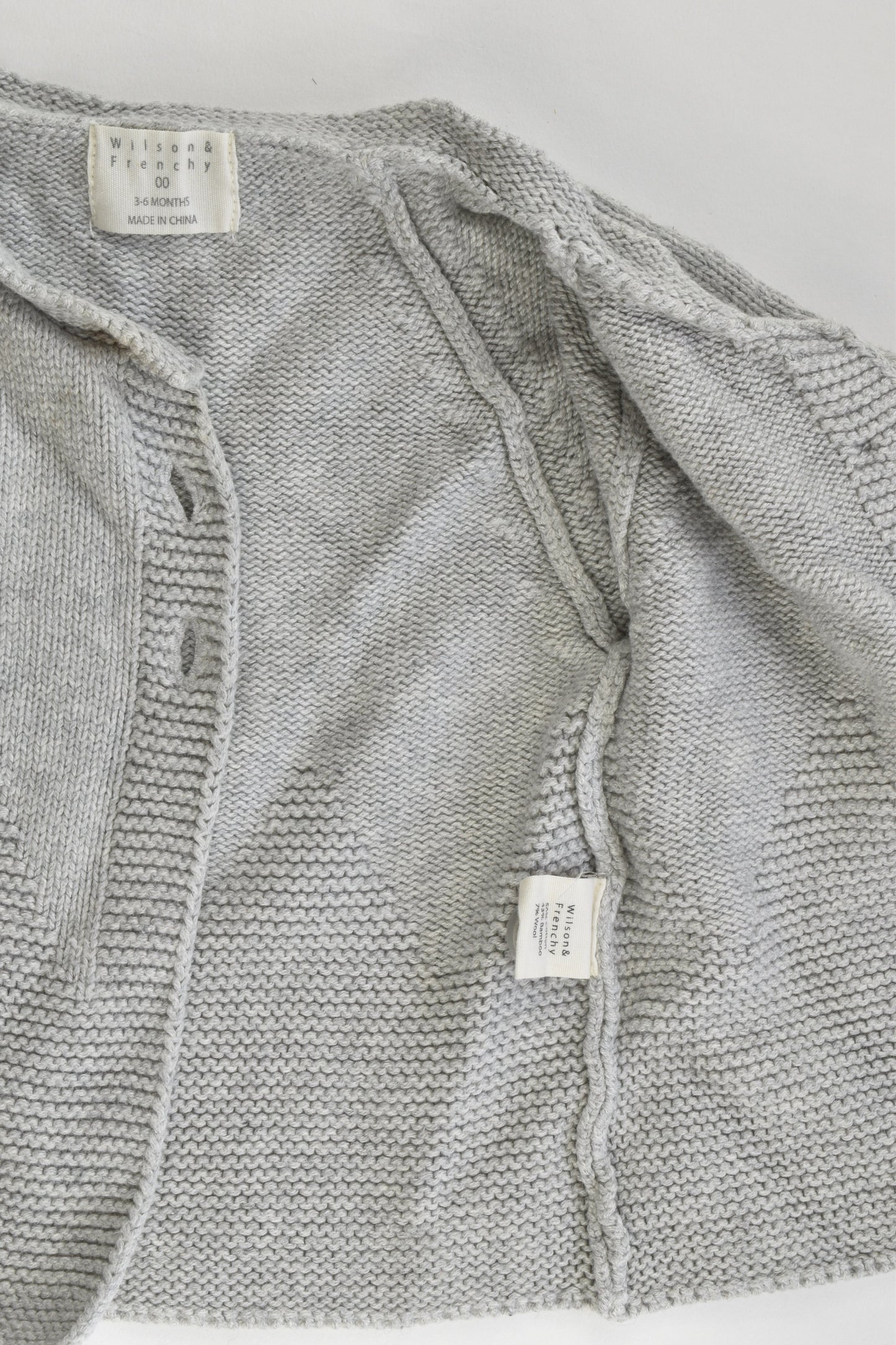 Wilson and Frenchy Size 00 (3-6 months) Cotton/Bamboo/Wool Cardigan