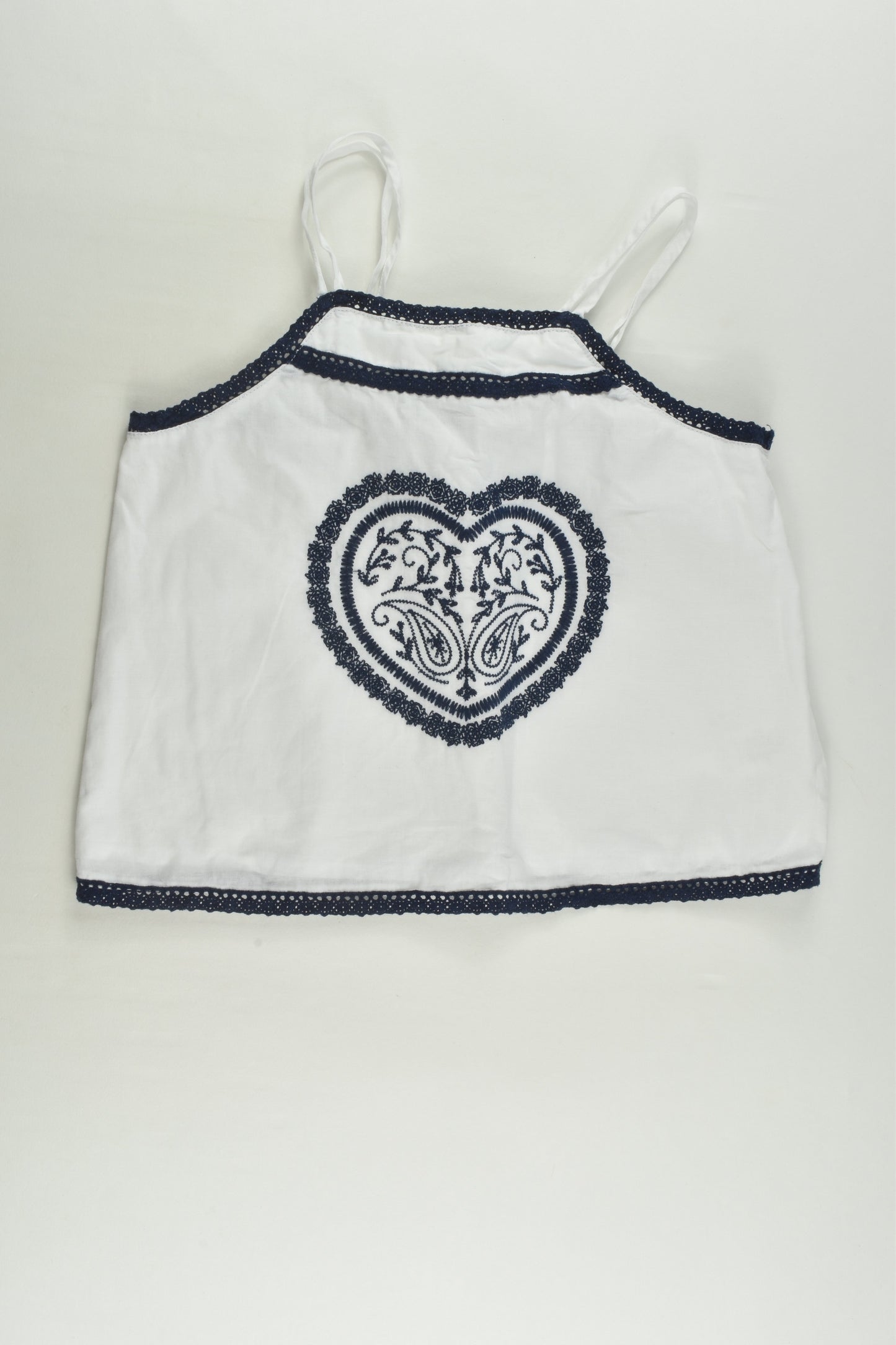 Witchery Girl Size 7 Lined Top with Love Heart Embroidery