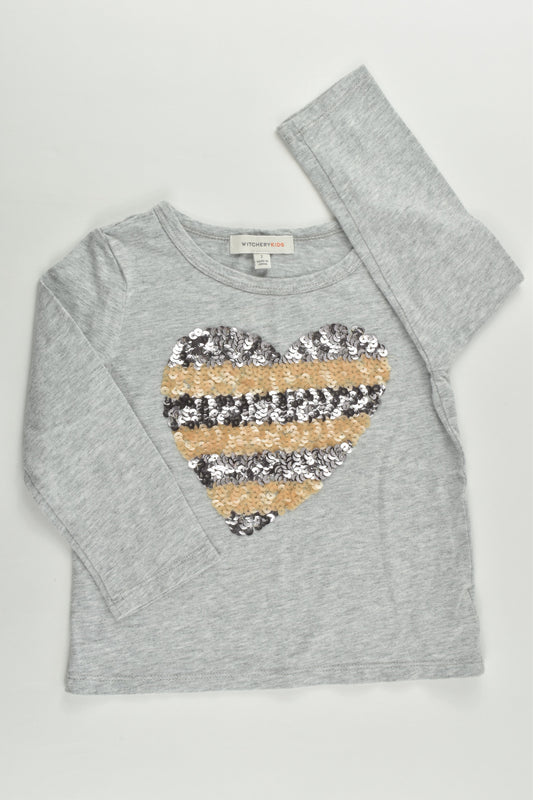 Witchery Kids Size 2 Sequins Love Heart Top