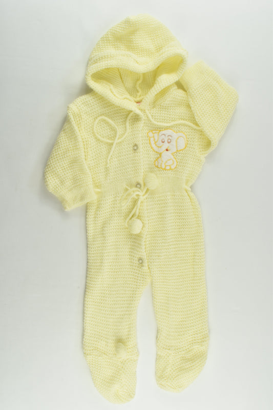 Woolworths Size 00 Vintage Elephant Knitted Footed Romper