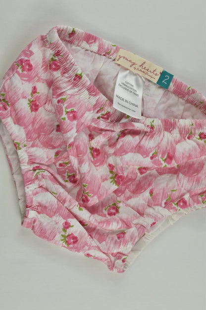Young Hearts Size 2 Roses Lined Bloomers