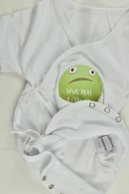 Yumcha Child (AU) Size 000 'Give Peas a Chance' Wrap Bodysuit