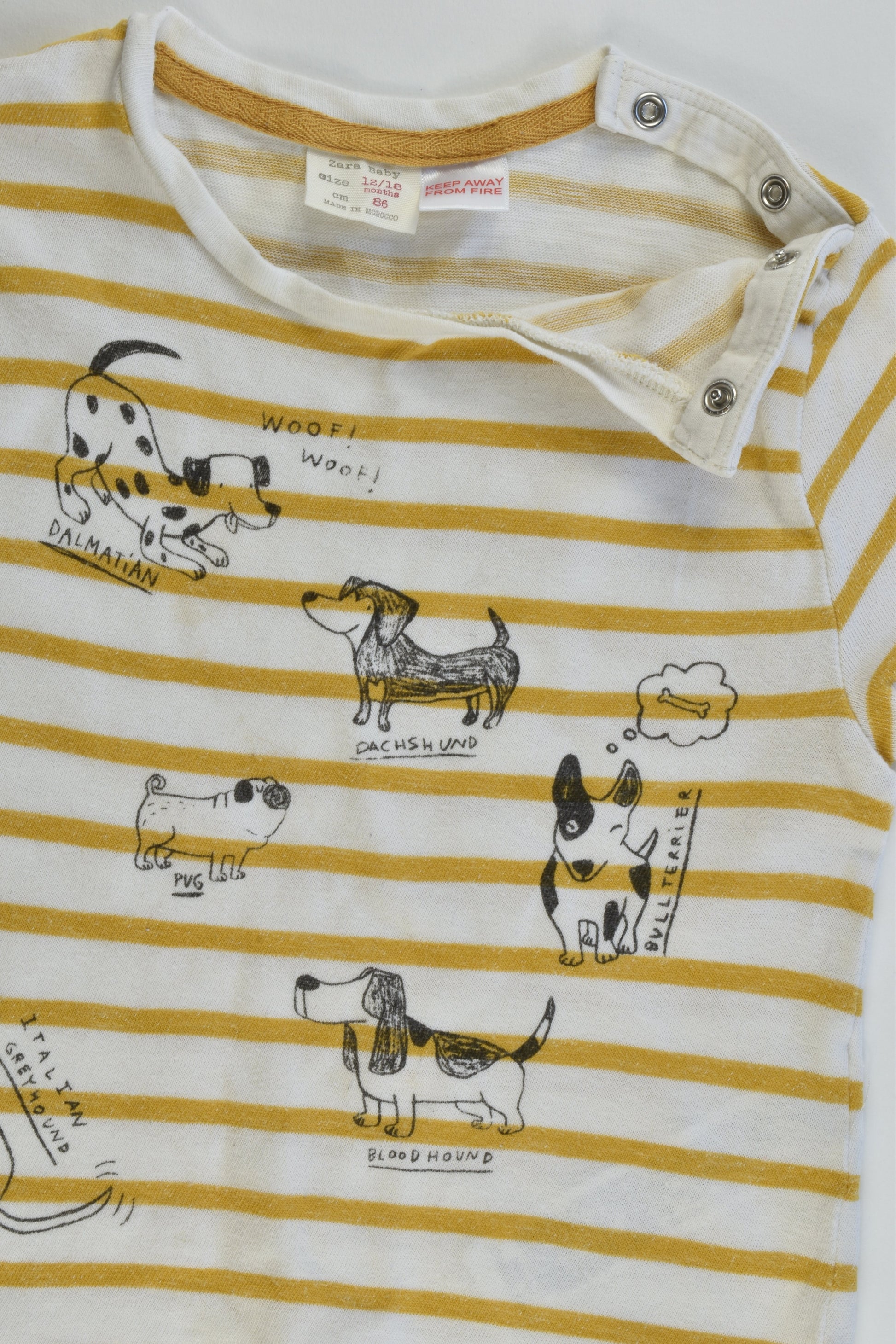 Zara Baby Size 12/18 months (86 cm, 1) Mustard Striped Dogs Sweater