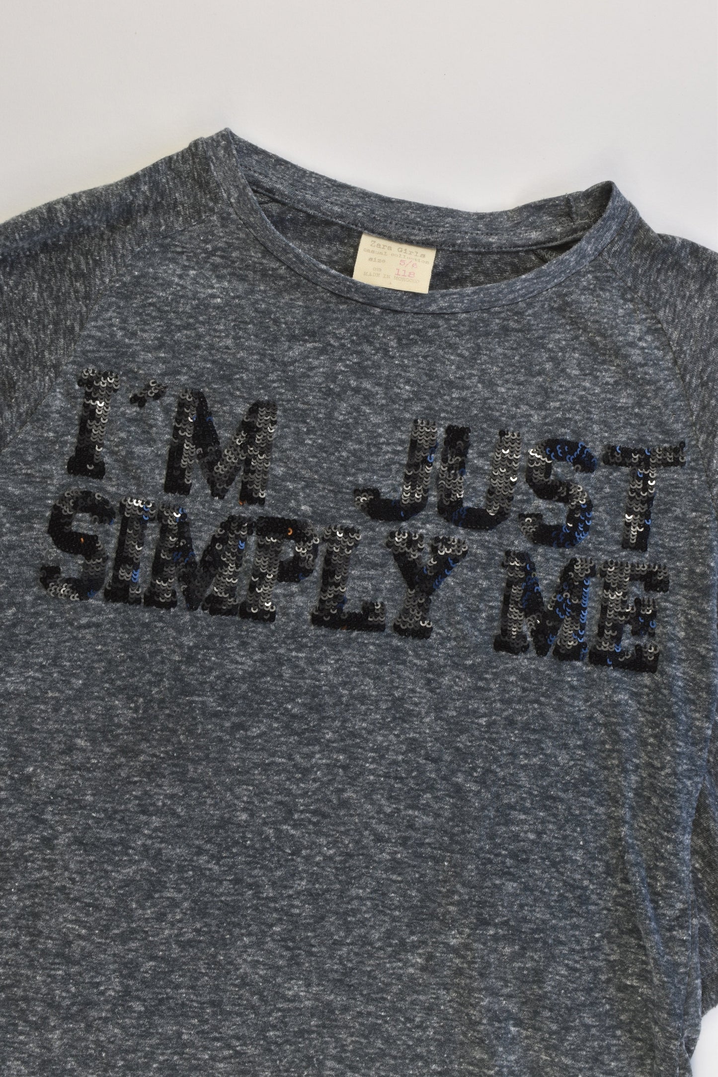 Zara Girls Size 5-6 "I'm Just Simply Me" Lightweight Top