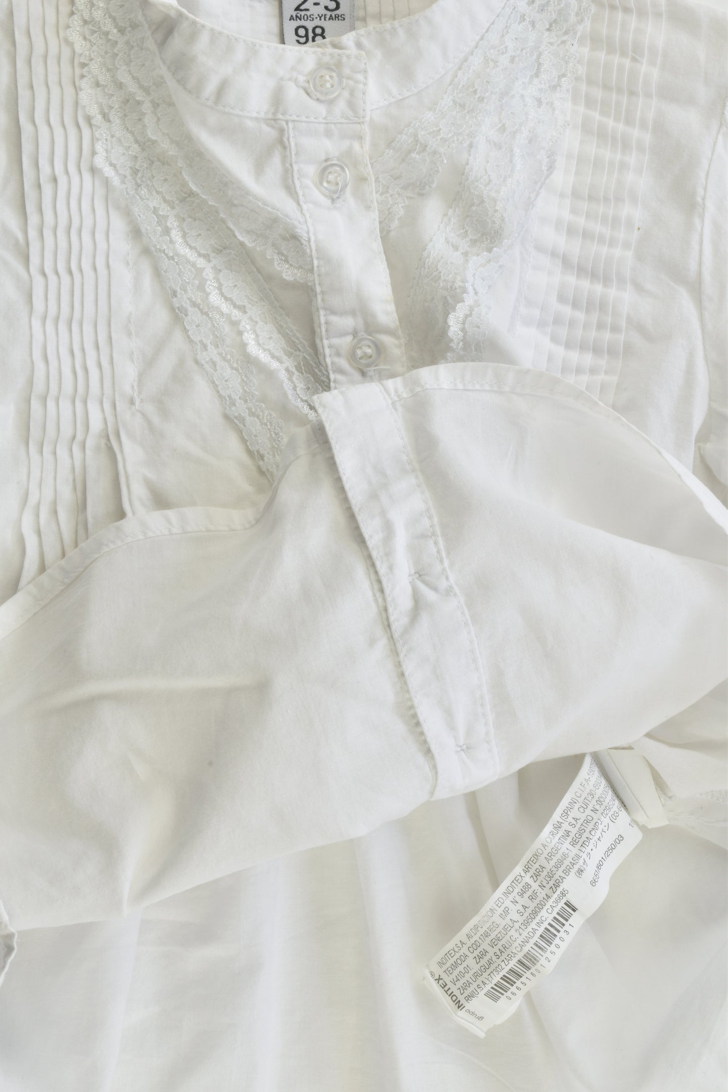 Zara Kids Size 2-3 (98 cm) Shirt with Lace Details