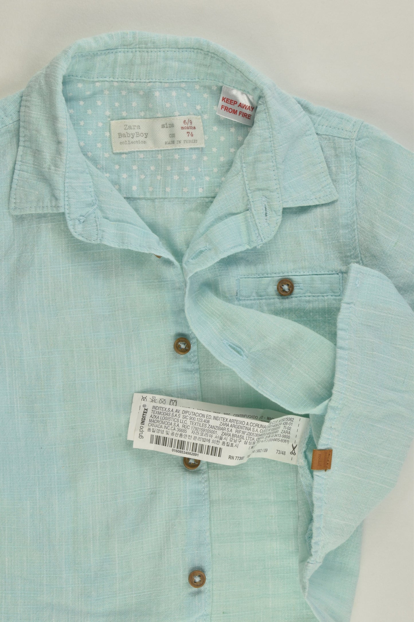 Zara Size 0 (6/9 months, 74 cm) Cotton/Linen Shirt