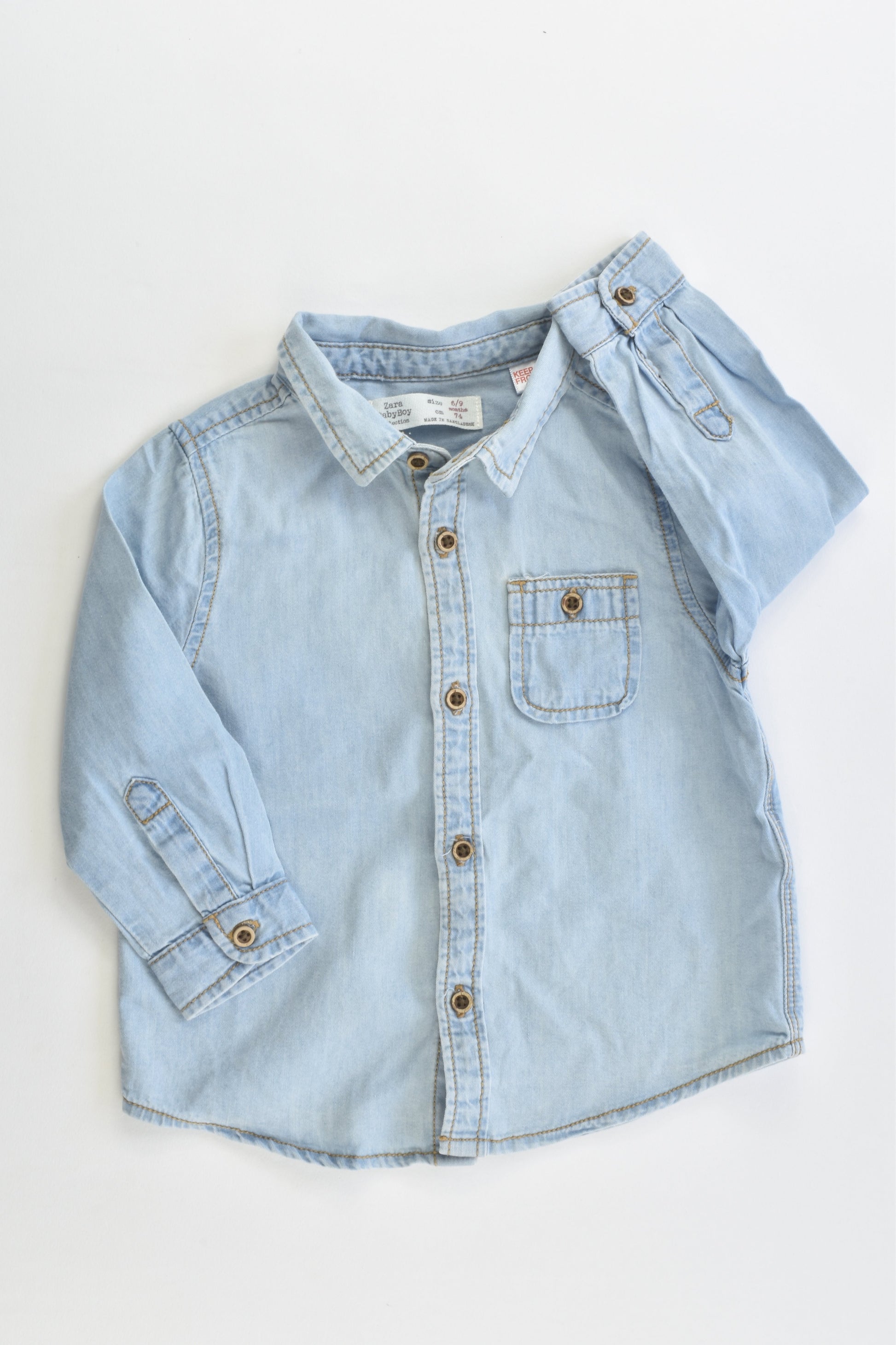Zara Size 0 (6/9 months, 74 cm) Lightweight Casual Denim Shirt