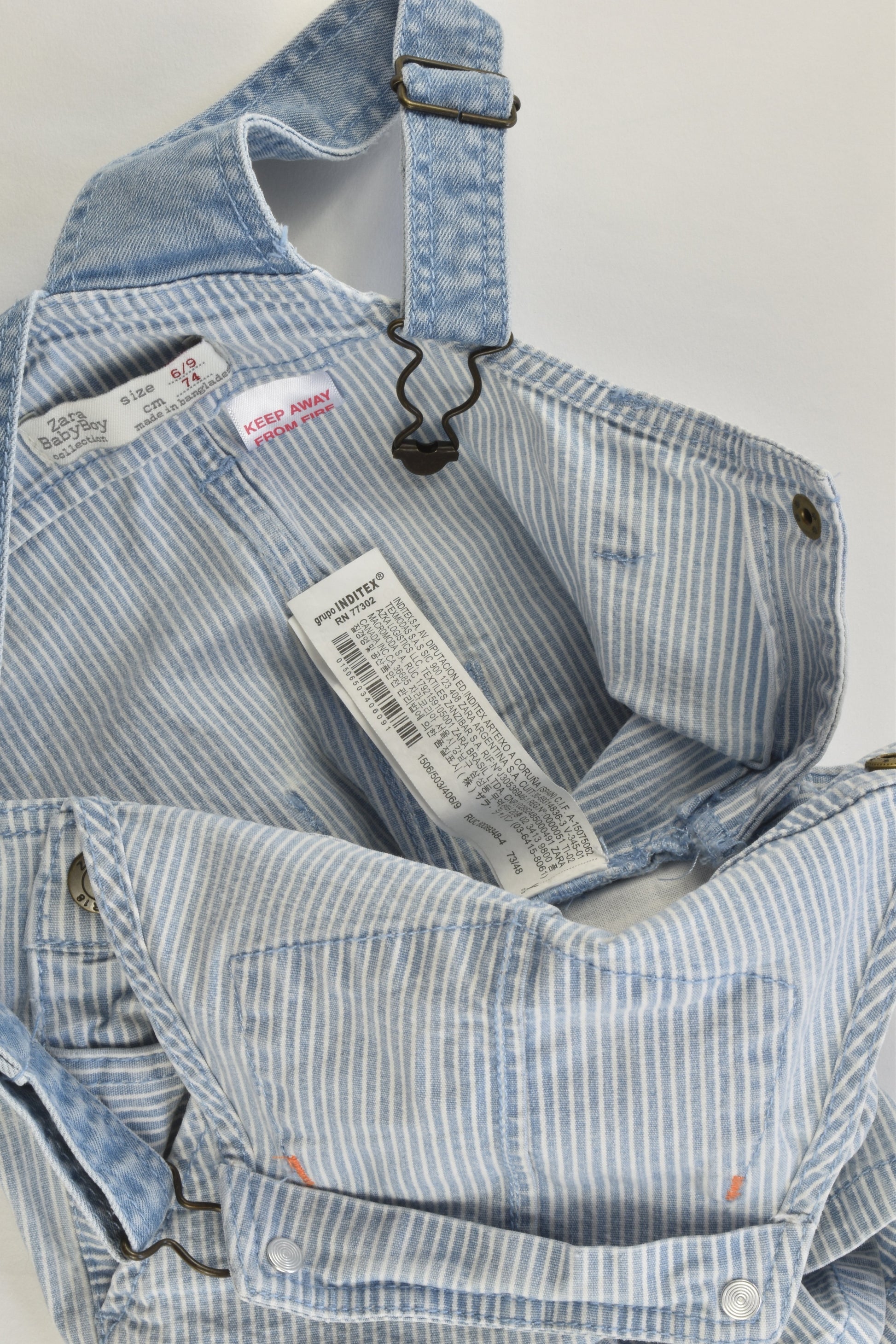 Zara Size 0 (6/9 months) Stretchy Striped Short Overalls