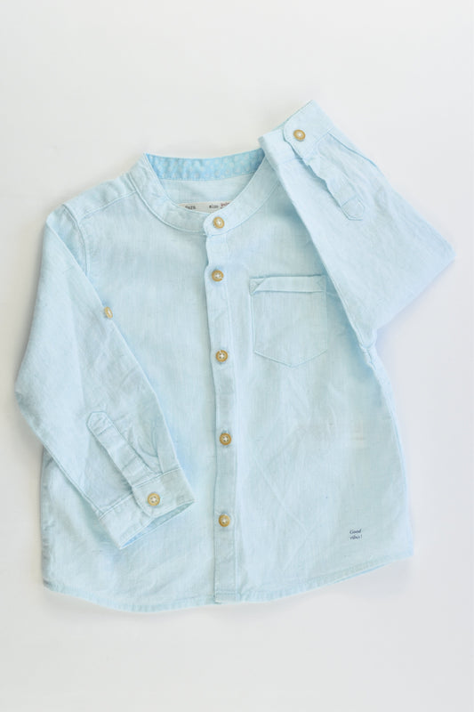 Zara Size 0 (9-12 months, 80 cm) 'Good Vibes!' Cotton/Linen Shirt