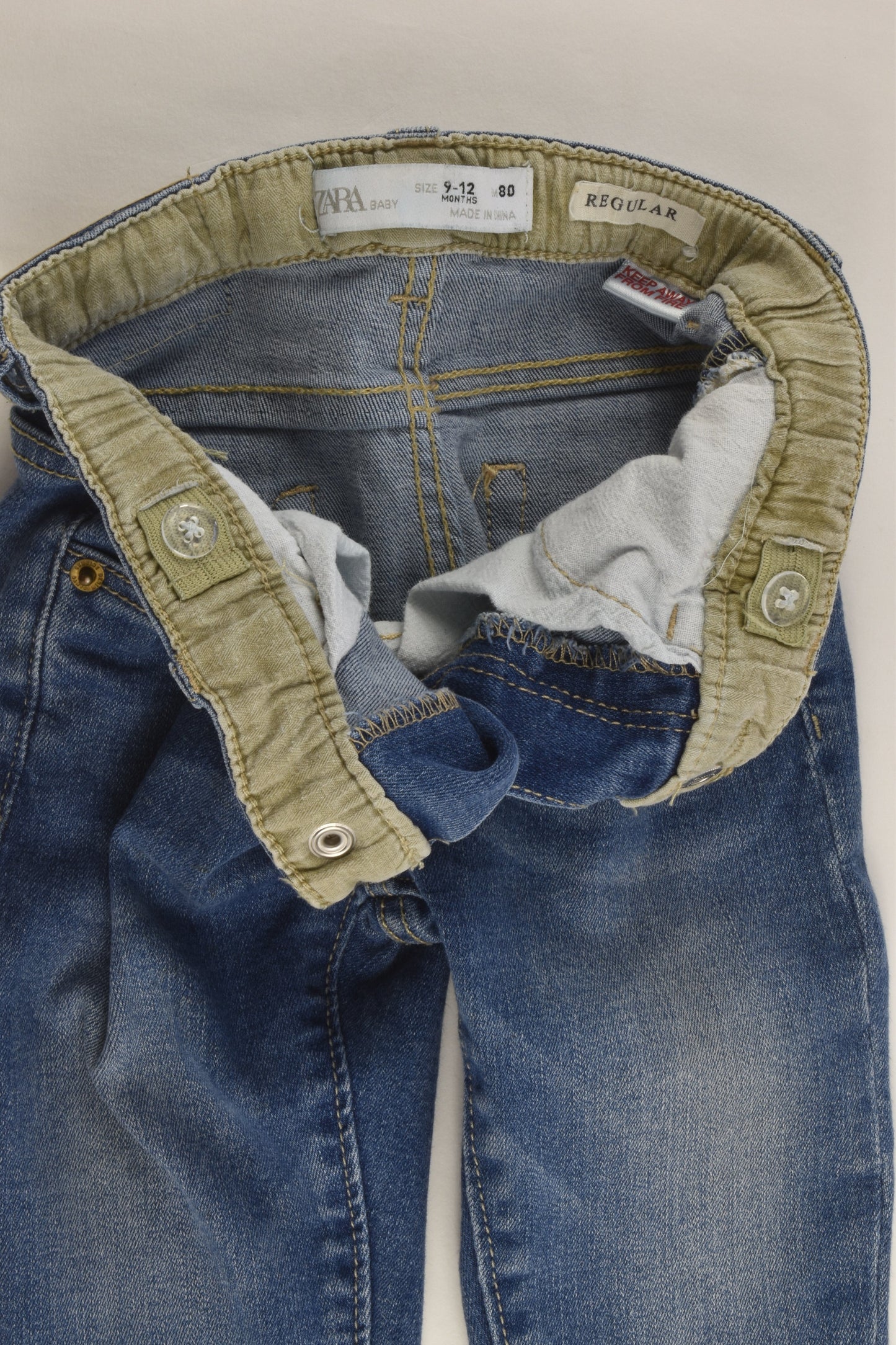 Zara Size 0 (9-12 months, 80 cm) Stretchy Regular Fit Denim Pants