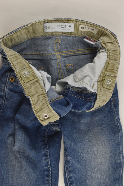 Zara Size 0 (9-12 months, 80 cm) Stretchy Regular Fit Denim Pants