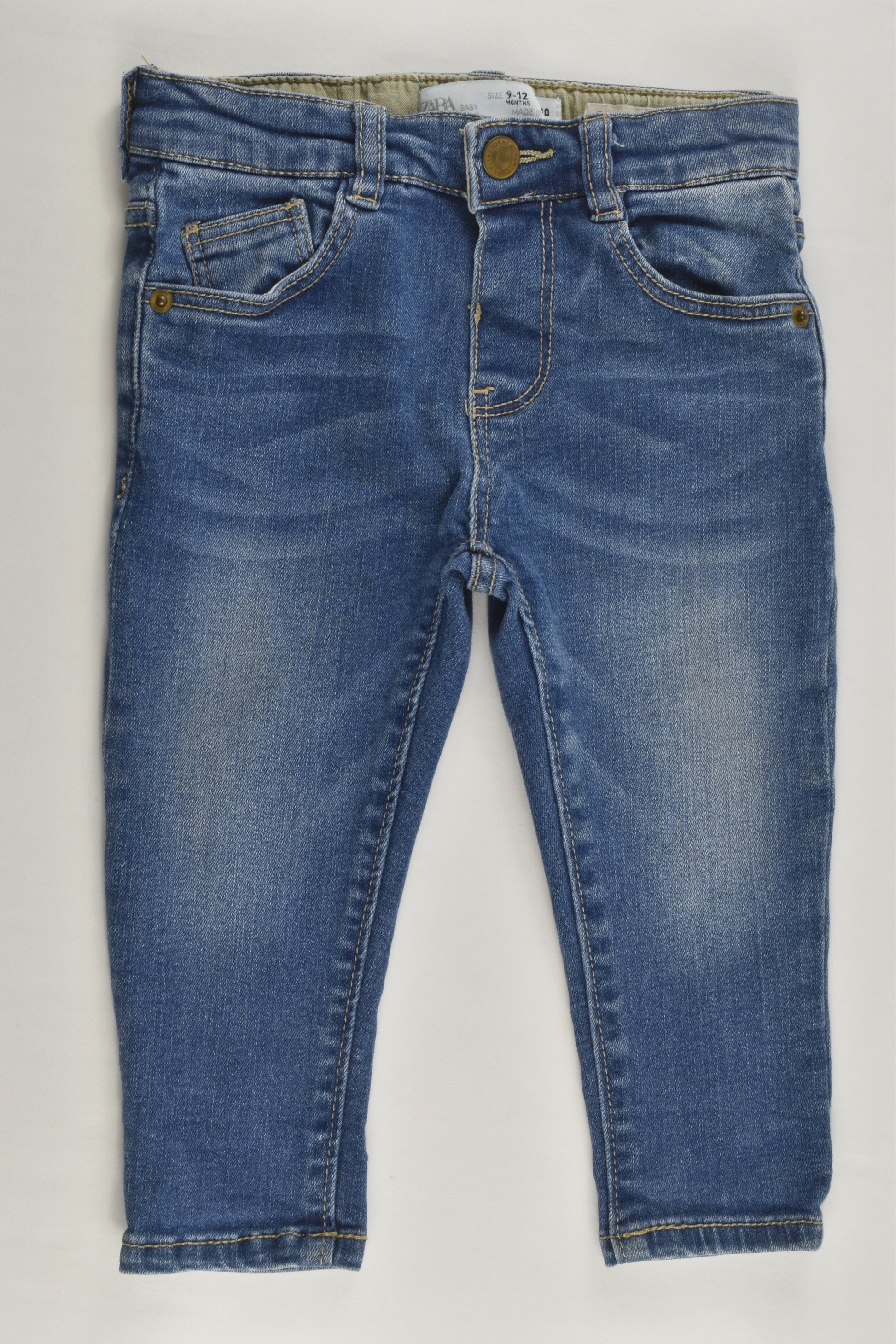 Zara Size 0 (9-12 months, 80 cm) Stretchy Regular Fit Denim Pants