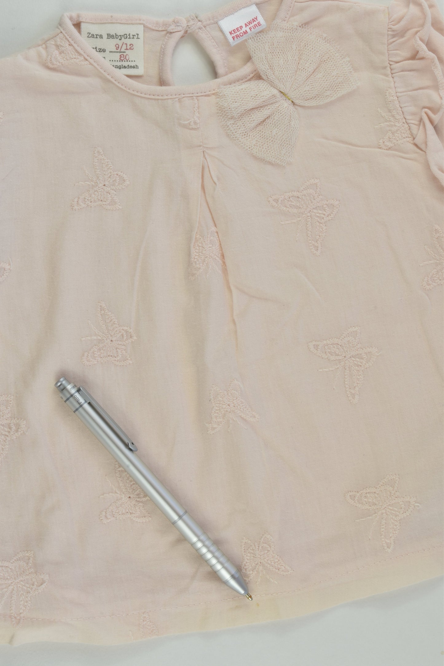 Zara Size 0 (9/12 months, 80 cm) Butterflies Lined Top/Blouse