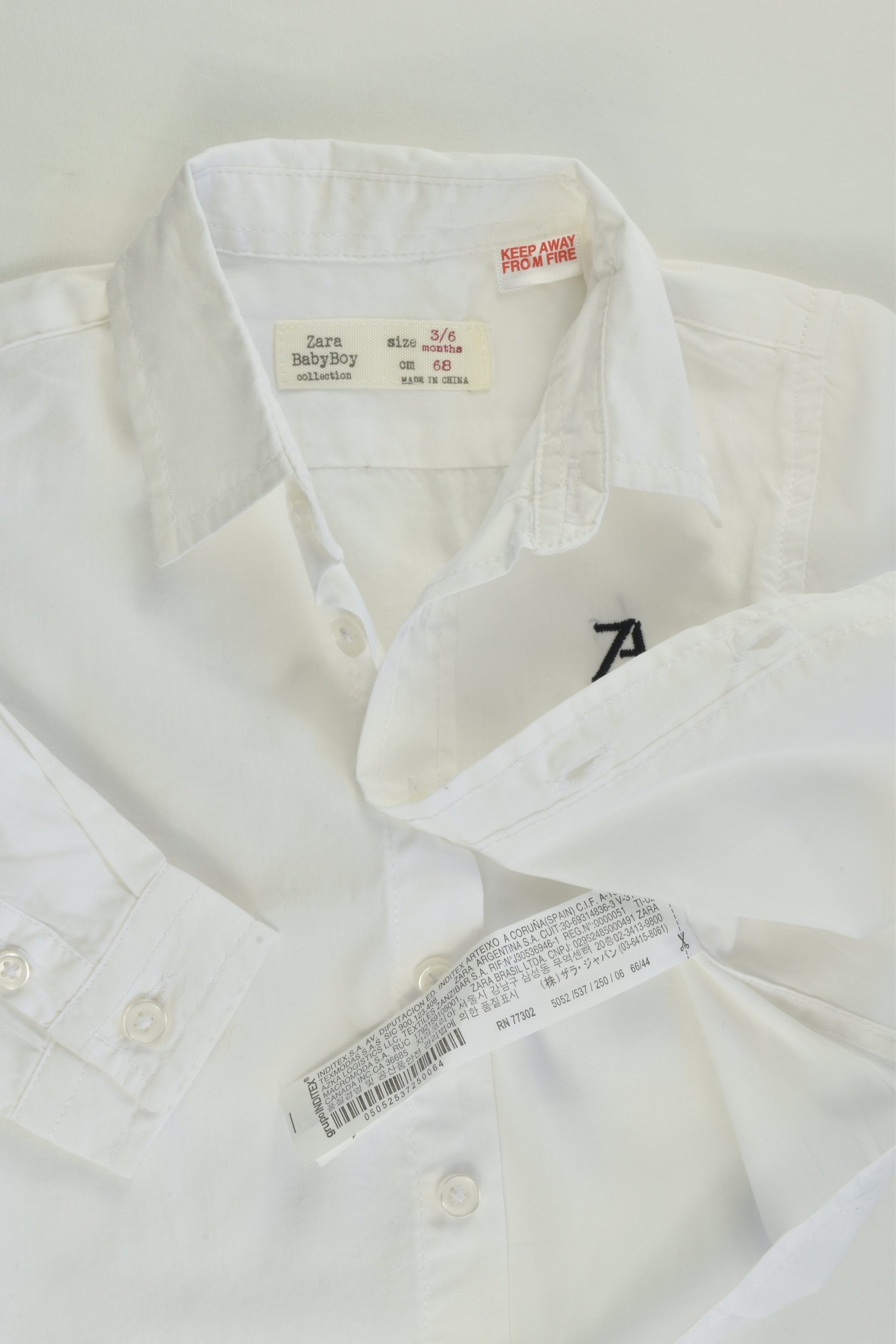 Zara Size 00 (3/6 months, 68 cm) Shirt