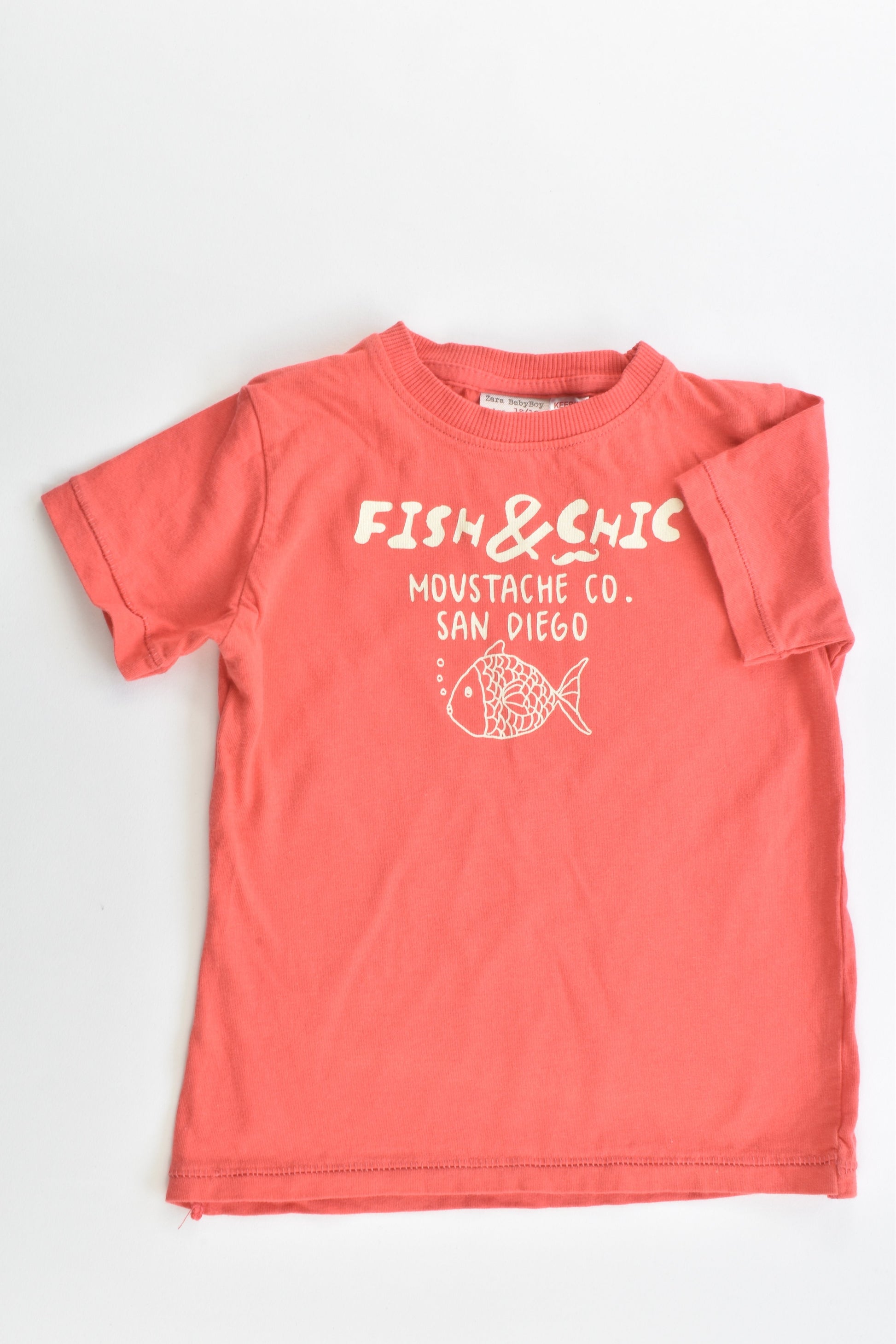 Zara Size 1 (12/18 months, 86 cm) Fish and Moustache T-shirt